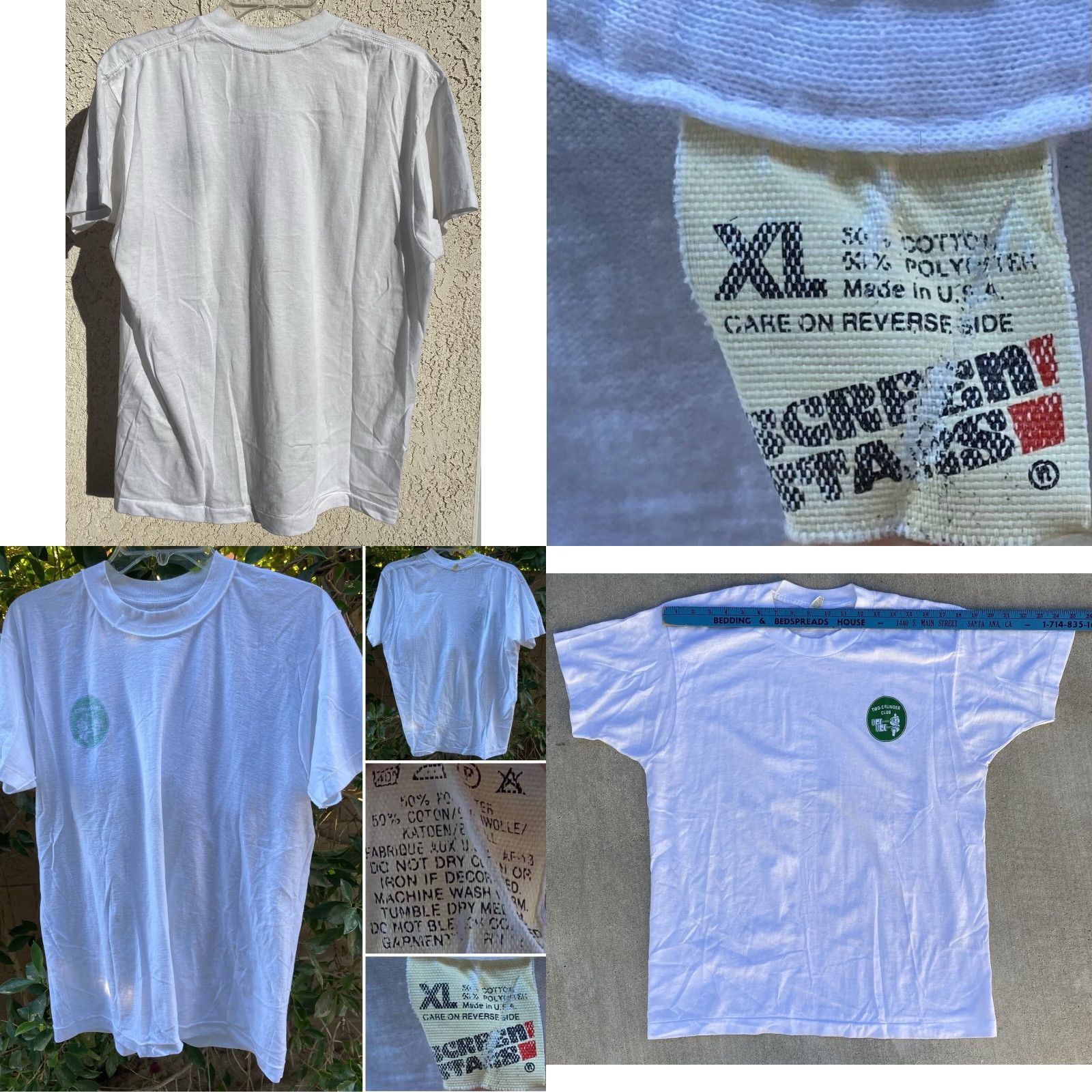 Vintage Vintage Screen Stars T-Shirt Two Cylinder Club Graphic Tee White XL Men Short Sleeve Cotton Blend **(Country of Origin: United States)** Size US XL / EU 56 / 4 - 10 Thumbnail