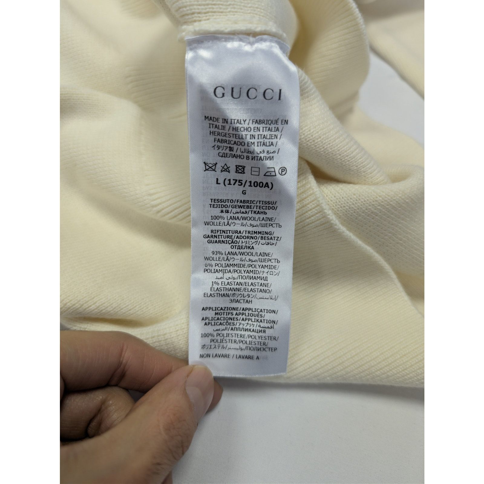 Gucci o1rshd1 Wool Long Sleeve Crewneck Sweatshirt Sweater Ivory Size US L / EU 52-54 / 3 - 16 Thumbnail