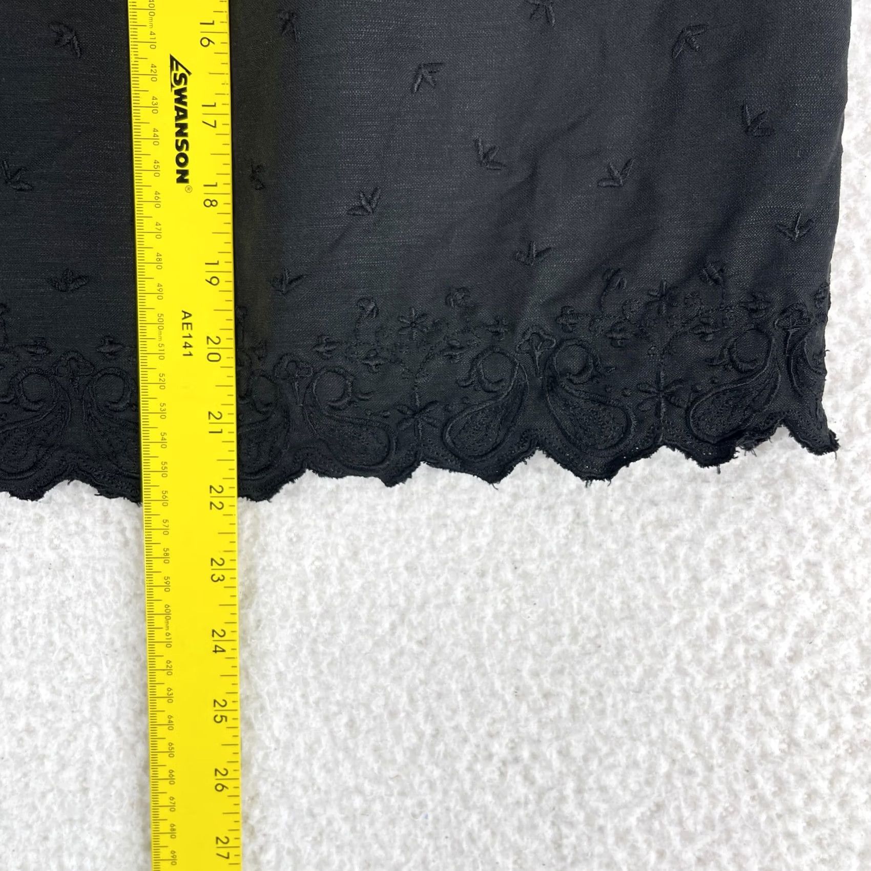 Vintage Dressbarn Black Embroidered Linen A-Line Skirt Womens 14 Knee Length Causal Workwear Vintage No Size 36" / US 14 / IT 50 - 5 Thumbnail