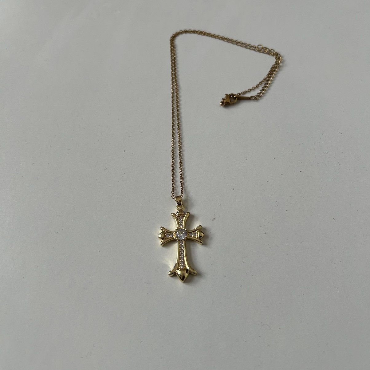 Japanese Brand × Vintage Y2K 2000s Gold studded big cross pendant rapper chain Size ONE SIZE - 3 Thumbnail