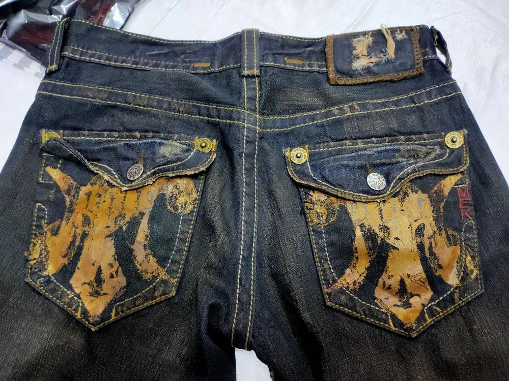 MEK Mek japanese distressed low waist denim Size US 33 - 9 Thumbnail