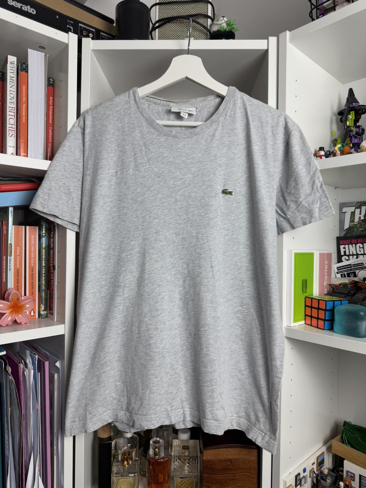 Designer × Lacoste Lacoste basic grey t-shirt / tee XL designer luxury tennis Size US XL / EU 56 / 4 - 1 Thumbnail