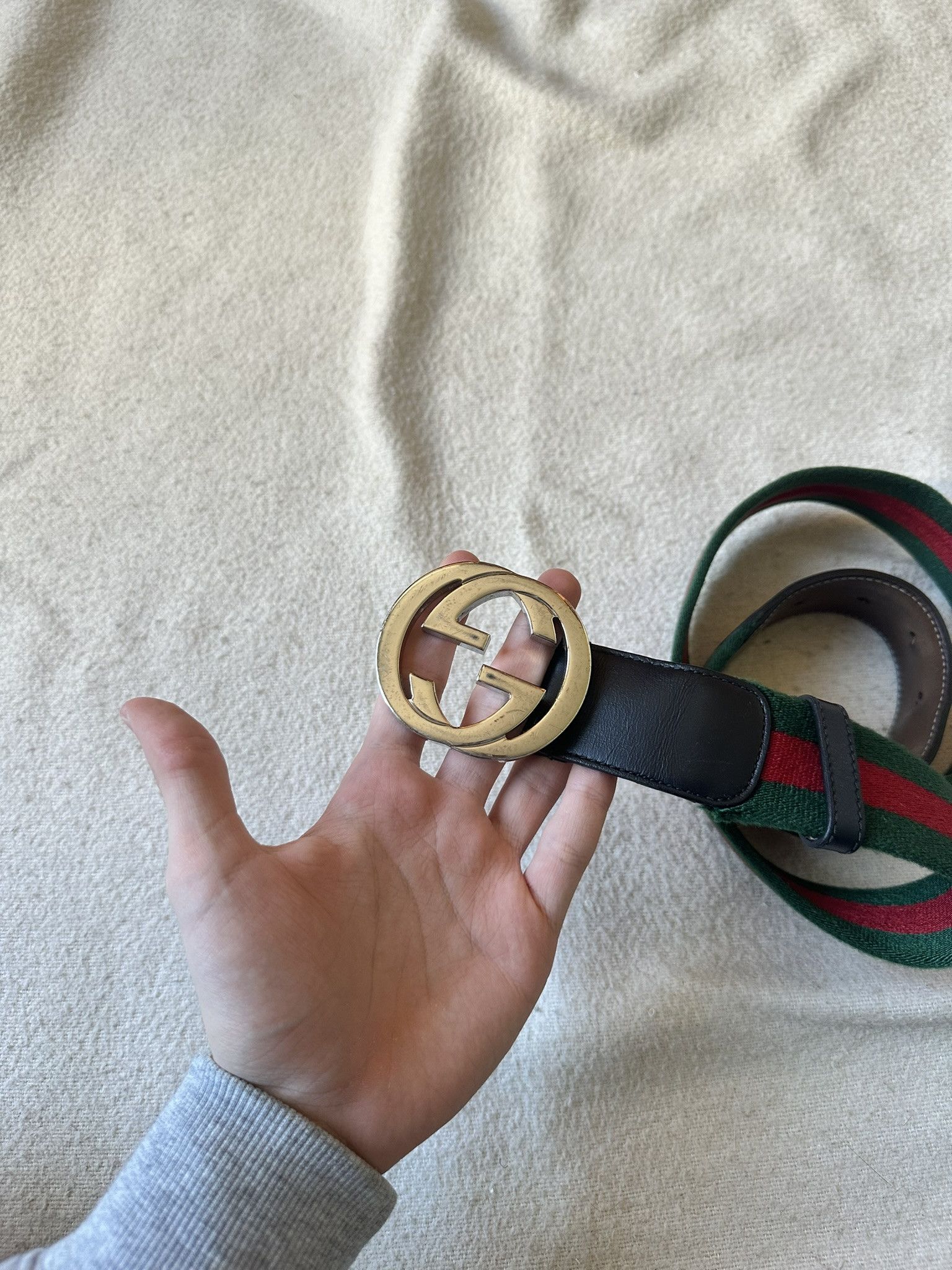 Gucci Gucci Belt Web Green and Red Interlocking G Classic Size 36 - 3 Thumbnail