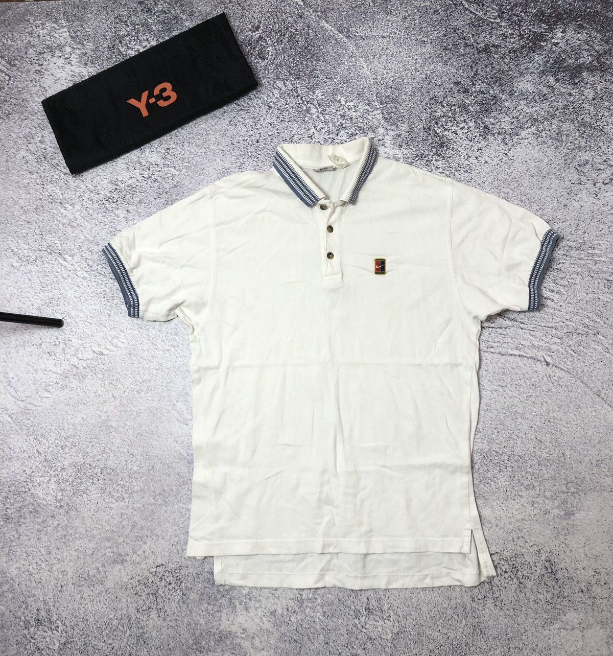 Nike Vintage polo Nike men’s size L y2k rare drill Size US L / EU 52-54 / 3 - 1 Thumbnail