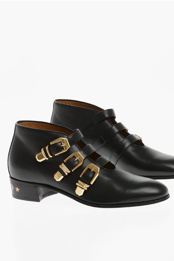 image of Gucci Og1Mm0424 Leather Ankle Boots In Black, Men's (Size 5)