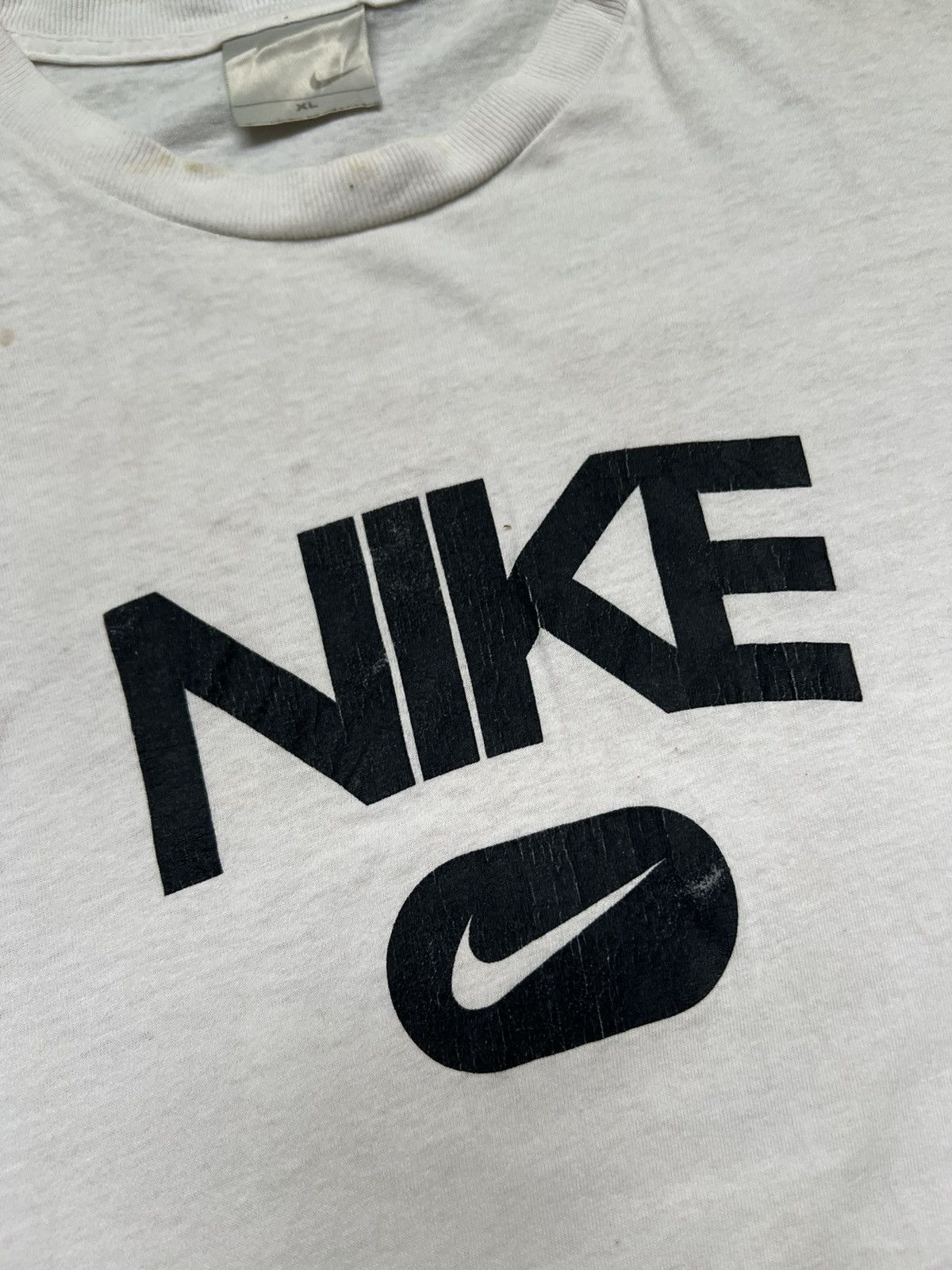 Nike × Vintage 90's NIKE SPELLOUT SWOOSH LOGO Y2K RARE TEE BIG LOGO Size US XL / EU 56 / 4 - 6 Thumbnail