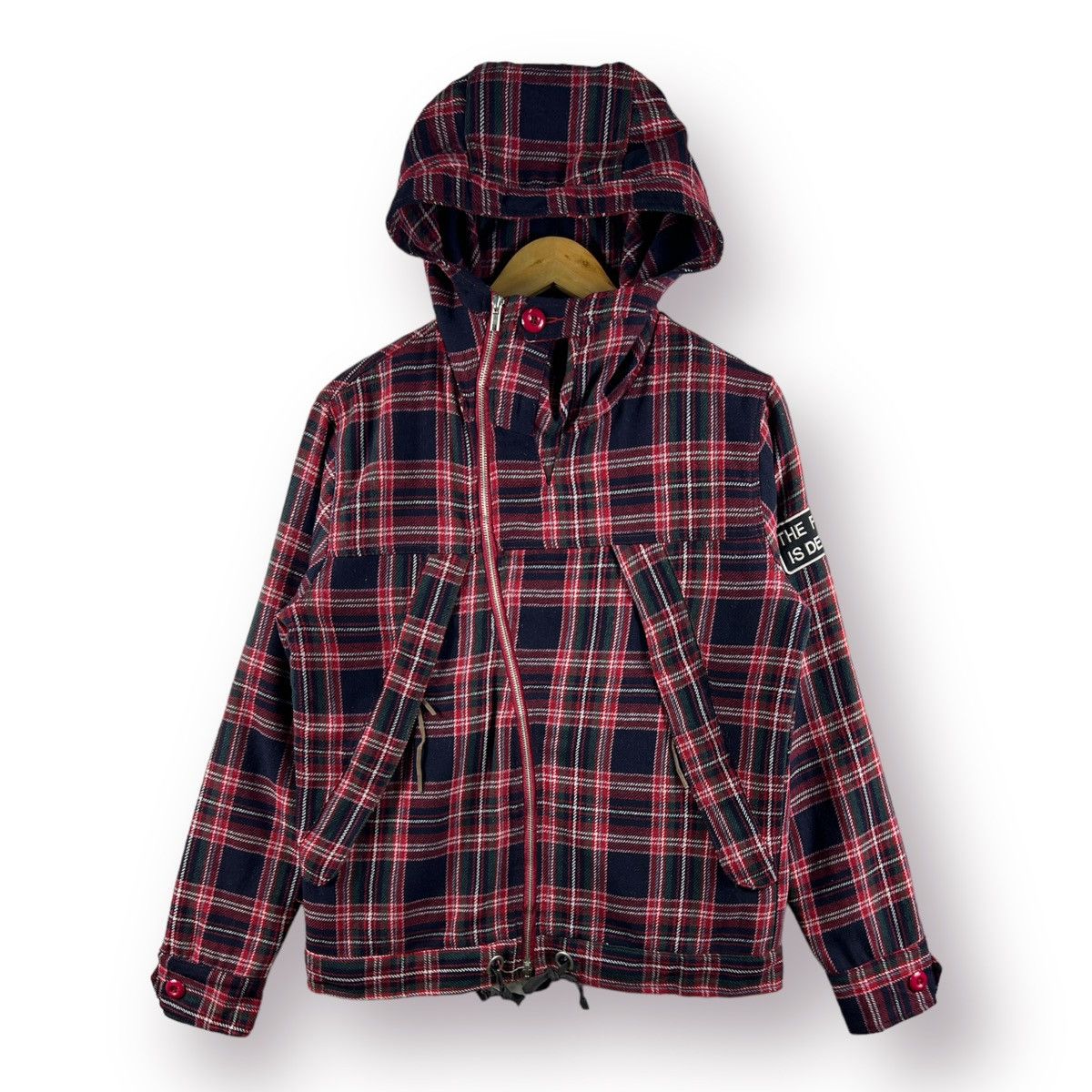 A.F.F.A. 🔥PUNK 💀 RED TARTAN DEVILOCK JAPON DOUBLE COLLAR HOOD - M Size US M / EU 48-50 / 2 - 5 Thumbnail