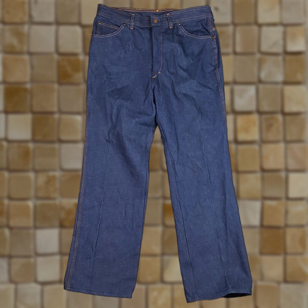 Denime VINTAGE Rugged 80s Cowboy Jeans Men’s 35x29 Dark Wash Denim Blue 5-Pocket Retro Grunge Size US 35 - 1 Thumbnail