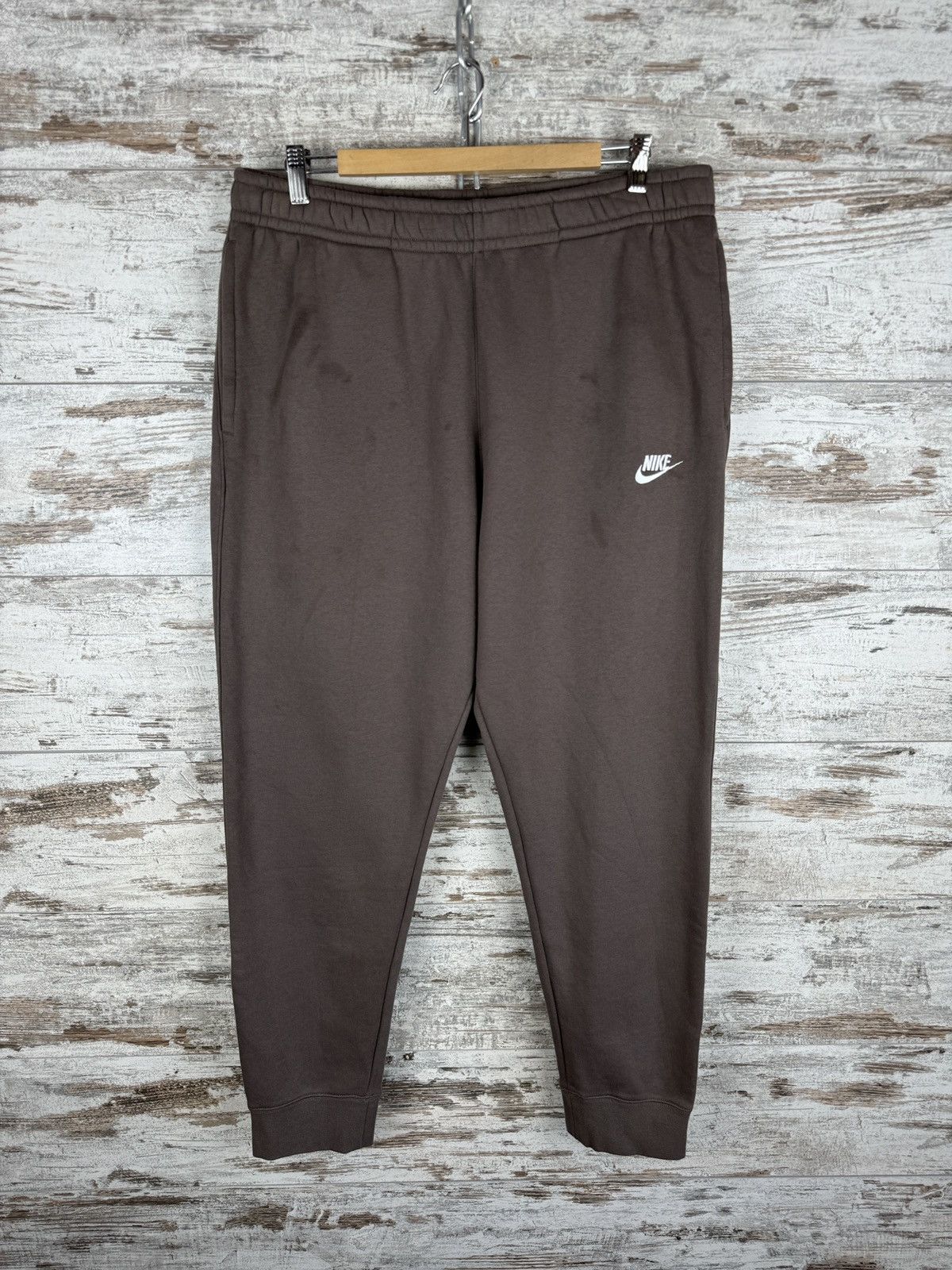 Nike × Vintage Mens Nike swoosh brown sweatpants y2k pants drill Size US 36 / EU 52 - 2 Thumbnail
