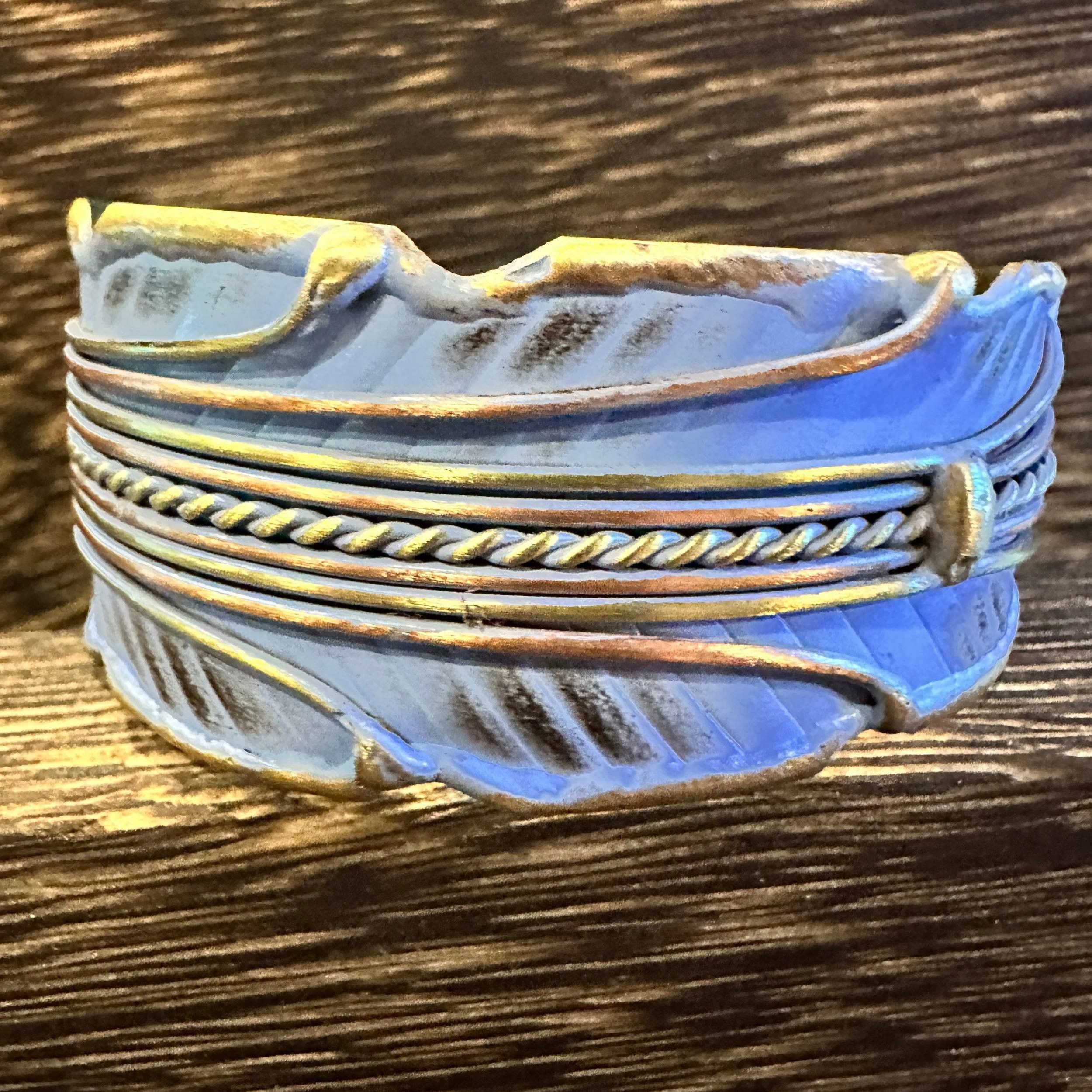 Other Patina Green Leaf Cuff Bracelet - 2in Wide Adjustable Brass Size ONE SIZE - 1 Thumbnail
