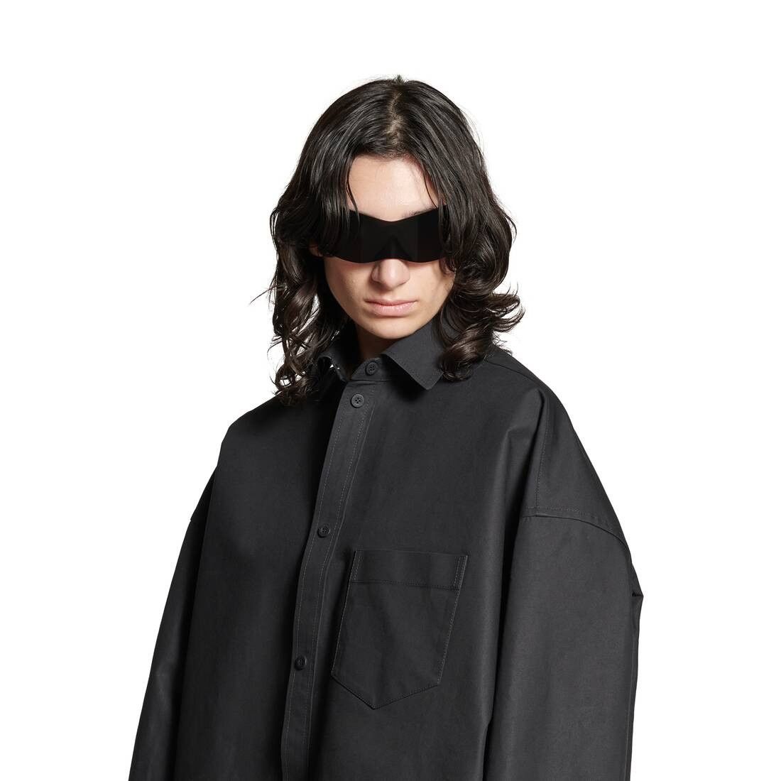 Balenciaga o1s1wg110126 Outerwear Shirt Large Fit in Black Size L / US 10 / IT 46 - 5 Thumbnail