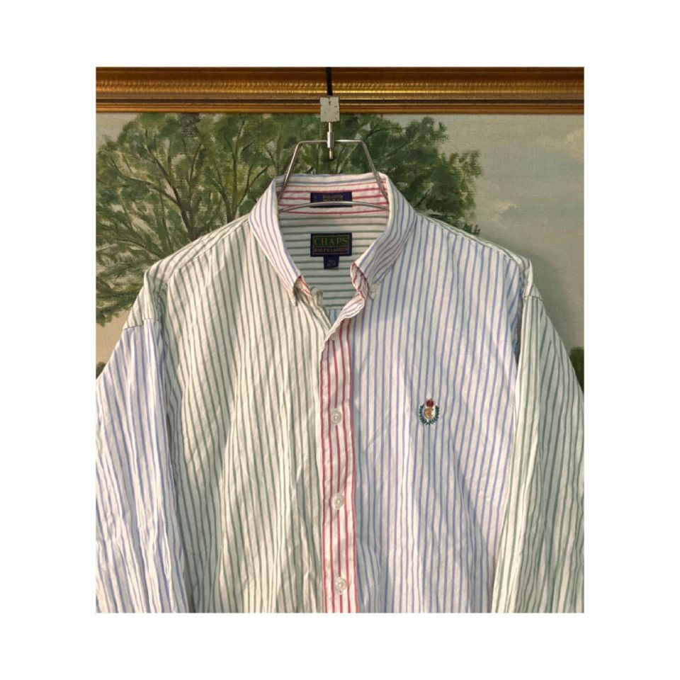 Chaps Ralph Lauren Vtg CHAPS By Ralph Lauren Pin Striped Color Block B.D Shirt Size US M / EU 48-50 / 2 - 1 Thumbnail