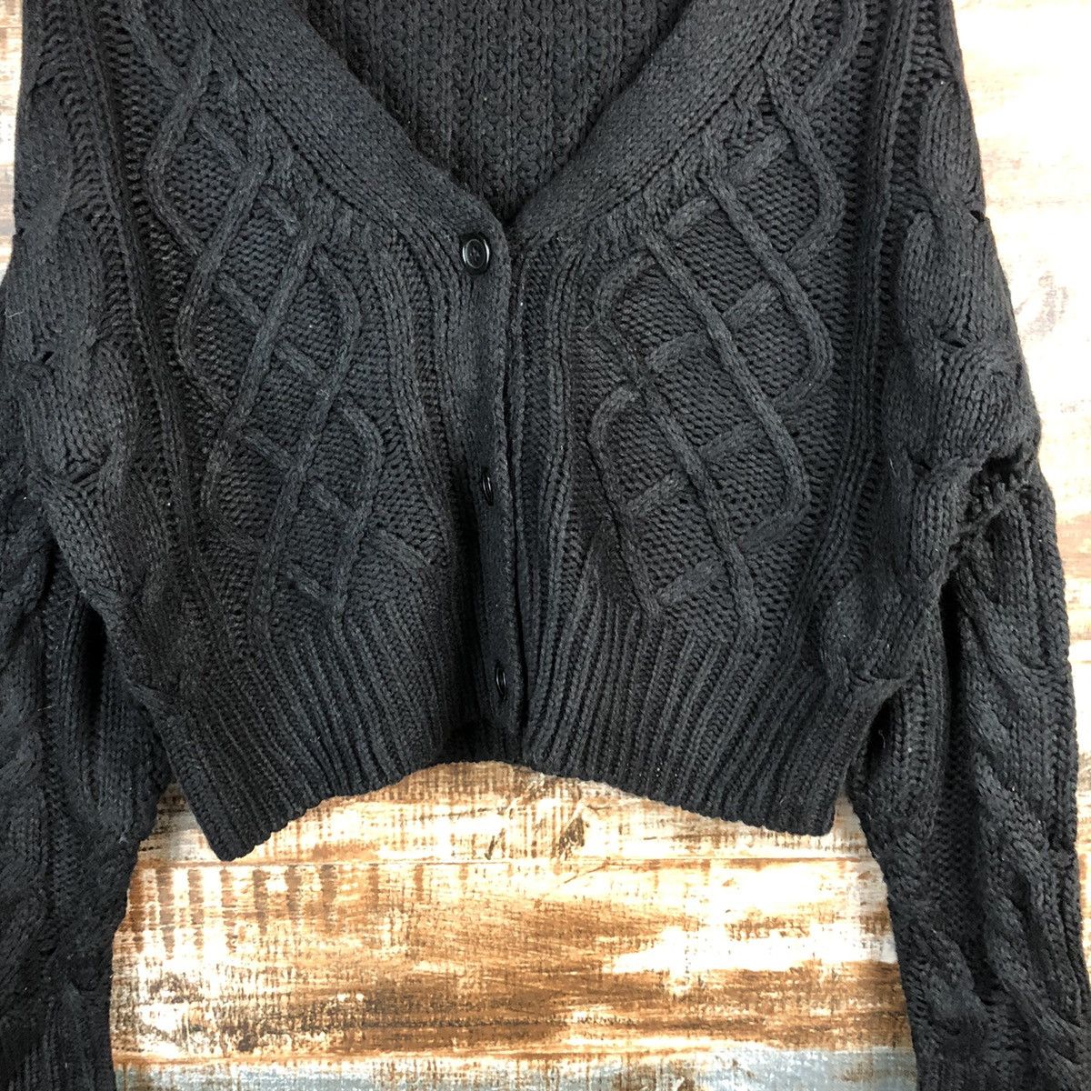 Homespun Knitwear As Know As Black croptop Cardigan Knitwear #A2324 Size L / US 10 / IT 46 - 6 Thumbnail