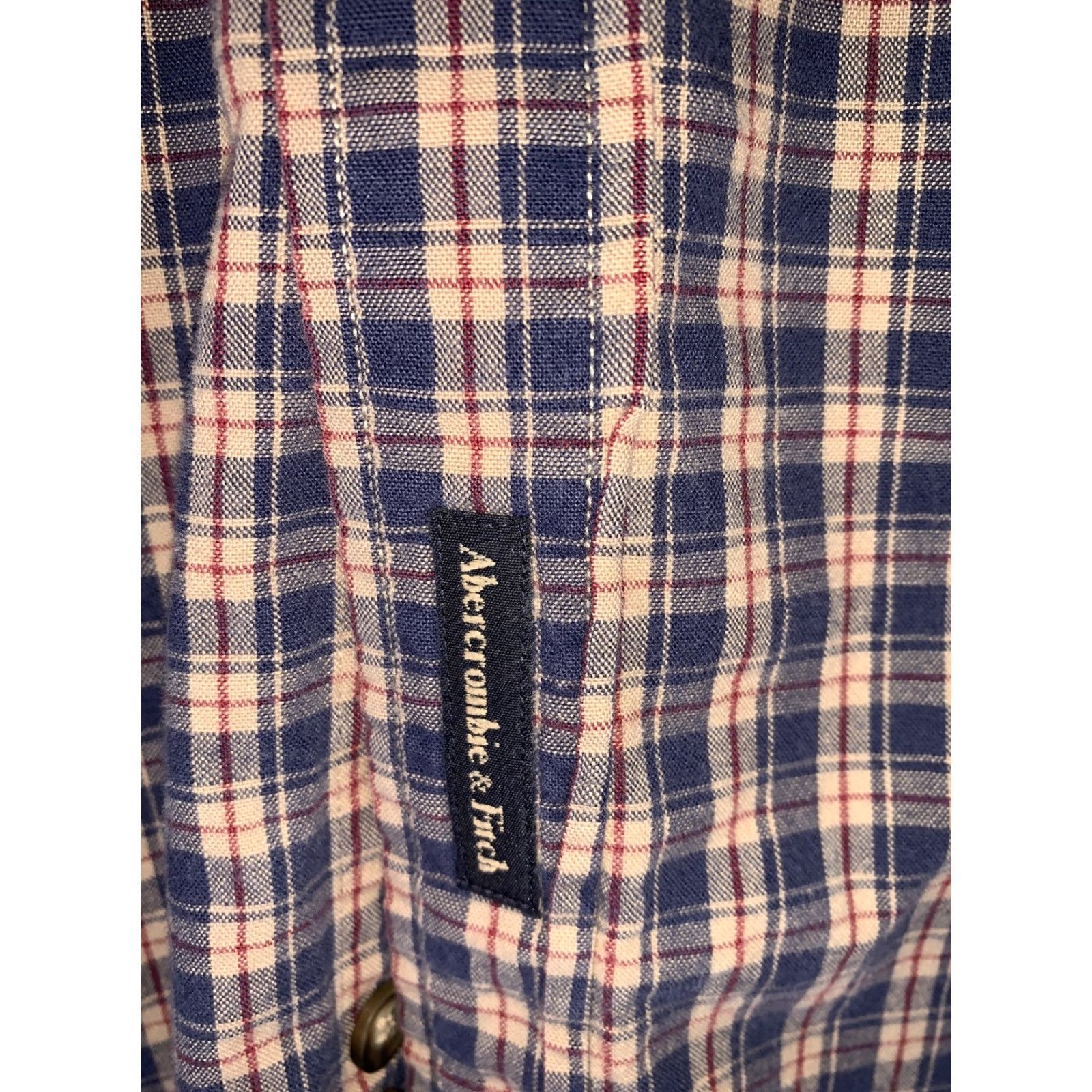 Abercrombie & Fitch VINTAGE Abercrombie & Fitch Mens Button-Down Shirt Plaid Blue Tan L -> (adjusted within rules?) Size US L / EU 52-54 / 3 - 2 Thumbnail