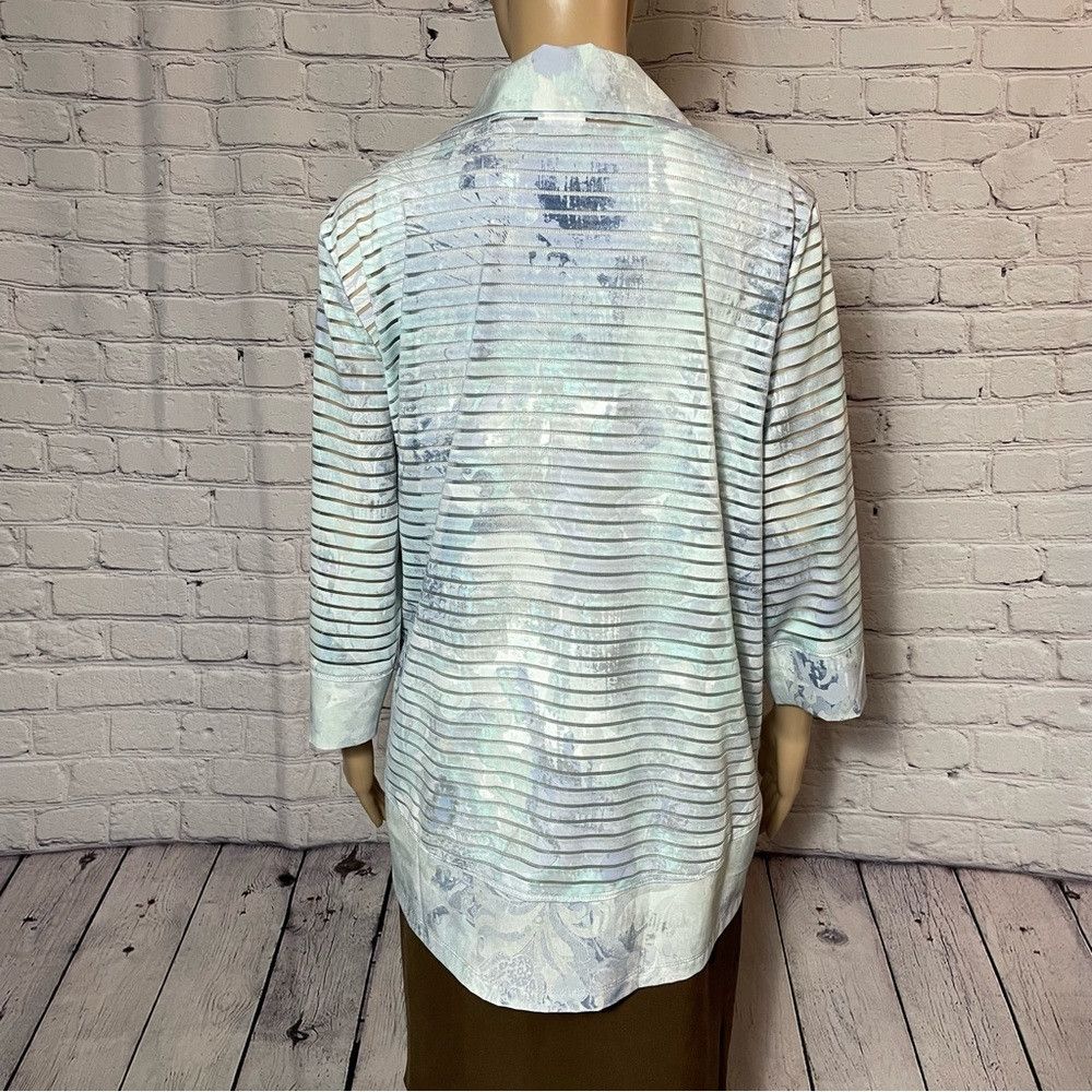Chicos New Chico's Zenergy Ana Printed Stripe Jacket Light Blue Ja Size XL / US 12-14 / IT 48-50 - 5 Thumbnail