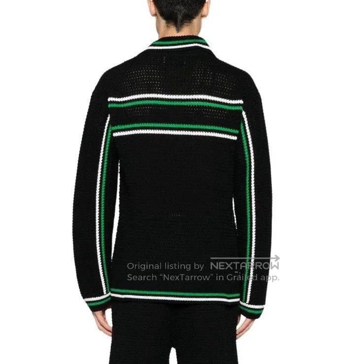 Casablanca Black Striped Knit Button. Size US L / EU 52-54 / 3 - 7 Thumbnail