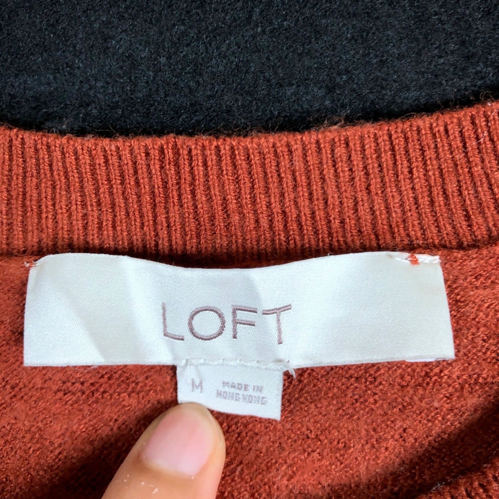 Ann Taylor LOFT Womens Sweater Burnt Orange Wool Blend Puff Sleeve Ruffle Medium Knit Crew Neck Casual Womens Size M / US 6-8 / IT 42-44 - 6 Thumbnail