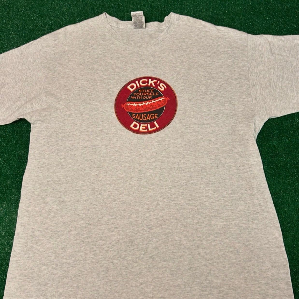 Vintage VINTAGE 90s Dicks Deli Stuff Your Self With Our Sausage Humor Vulgar Shirt XL Gray Mens T-Shirt Short Sleeve 1990s 90s Funny Skater Hip Hop Size US XL / EU 56 / 4 - 3 Thumbnail