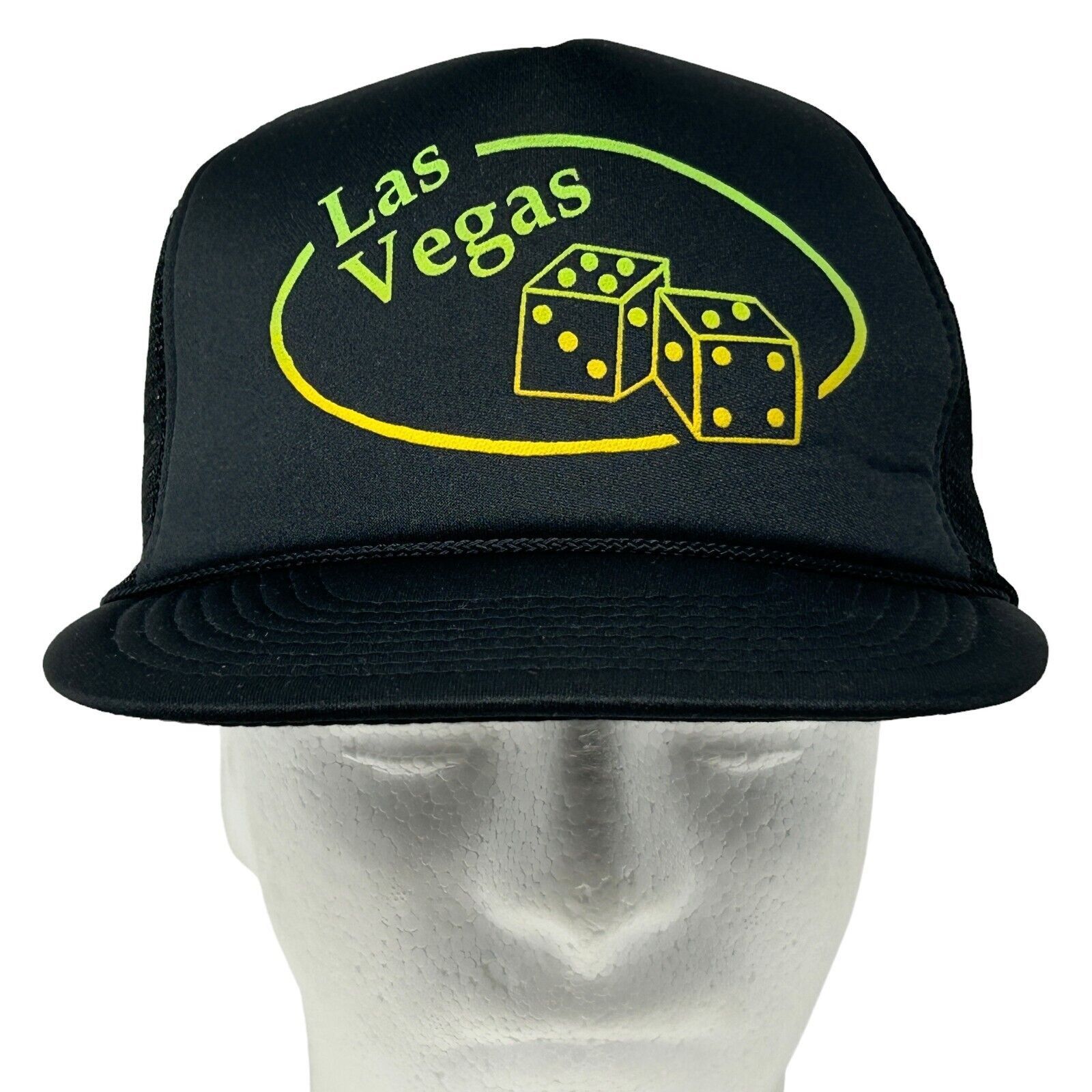 Vintage Vintage 90s Las Vegas Trucker Hat Baseball Cap Craps Black Size ONE SIZE - 2 Thumbnail