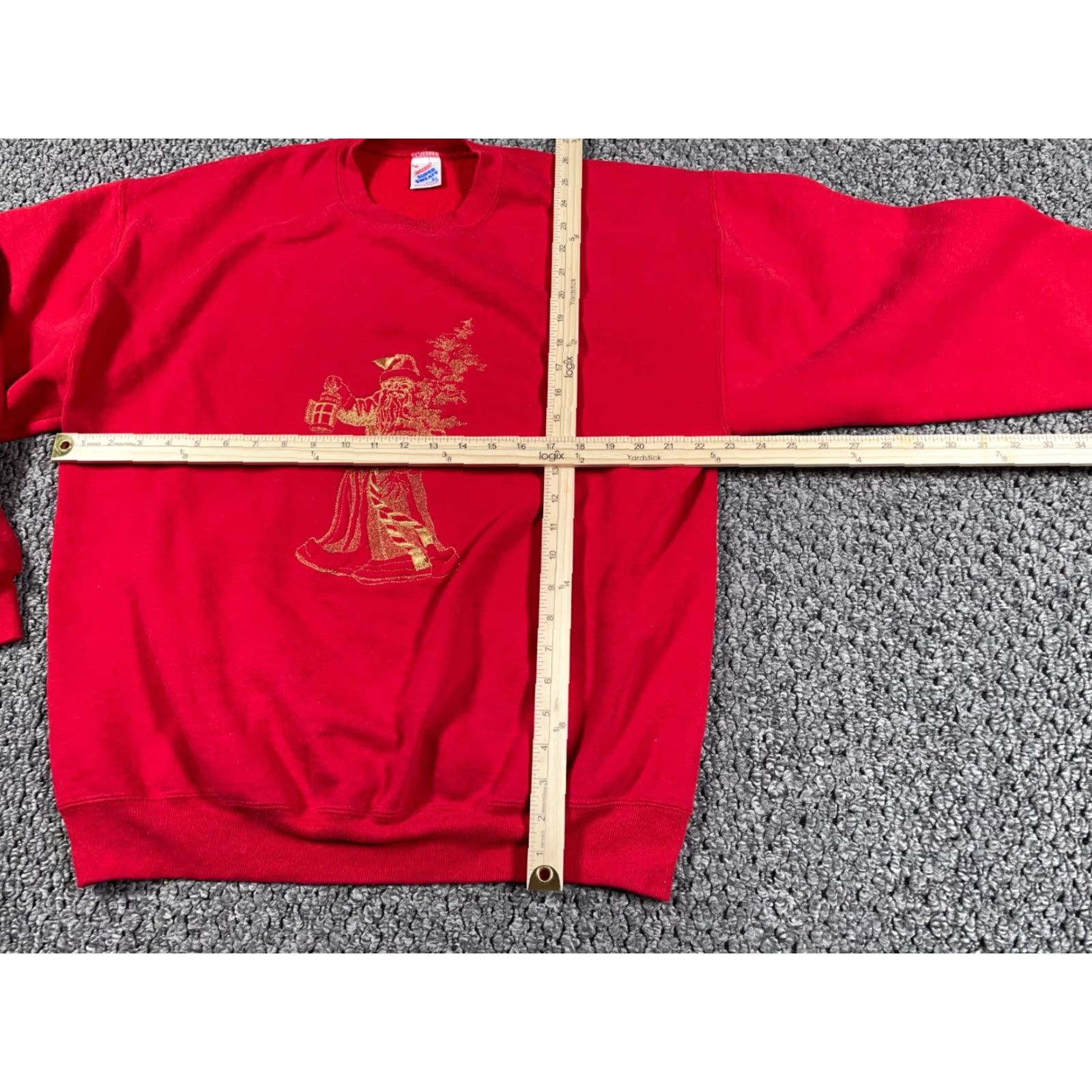 Jerzees VINTAGE Jerzees Embroidered Santa Claus Sweatshirt Adult XL Red Crewneck 50-50 Size US XL / EU 56 / 4 - 6 Thumbnail