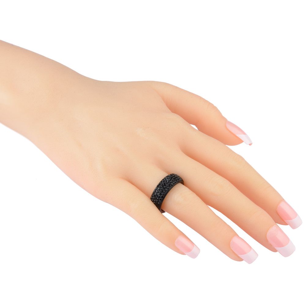 Jewelry Black White Crystal Bling Ring Size ONE SIZE - 2 Thumbnail
