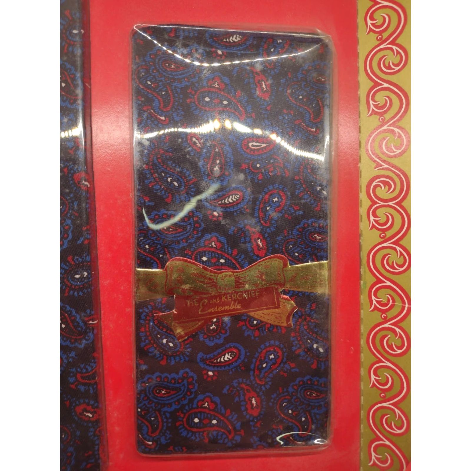 Vintage VINTAGE Dom Doral Tie Gift Set Paisley - Black/Blue/Red - Men's Tie & Kerchief - 1960s-1970s New In Package - Mens Size ONE SIZE - 3 Thumbnail