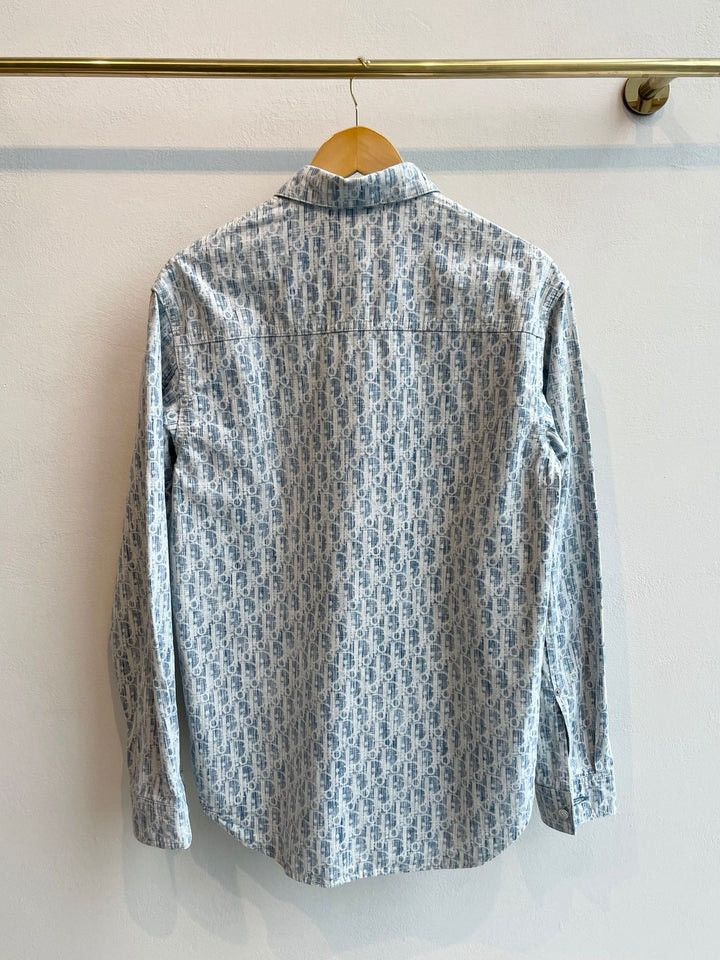 Dior Dior Oblique Kasuri cotton denim overshirt in blue and white Size US M / EU 48-50 / 2 - 3 Thumbnail