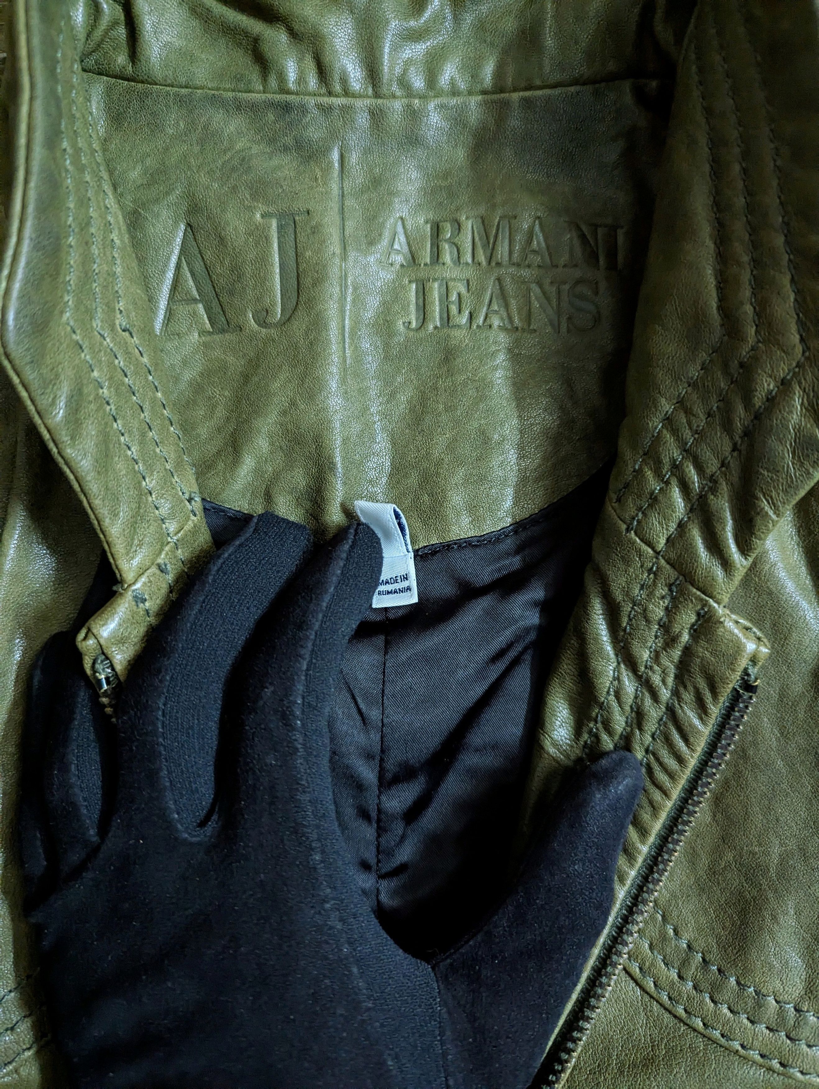 Armani 00s Armani Jeans Details Stitching Leather Jacket Size S / US 4 / IT 40 - 7 Thumbnail