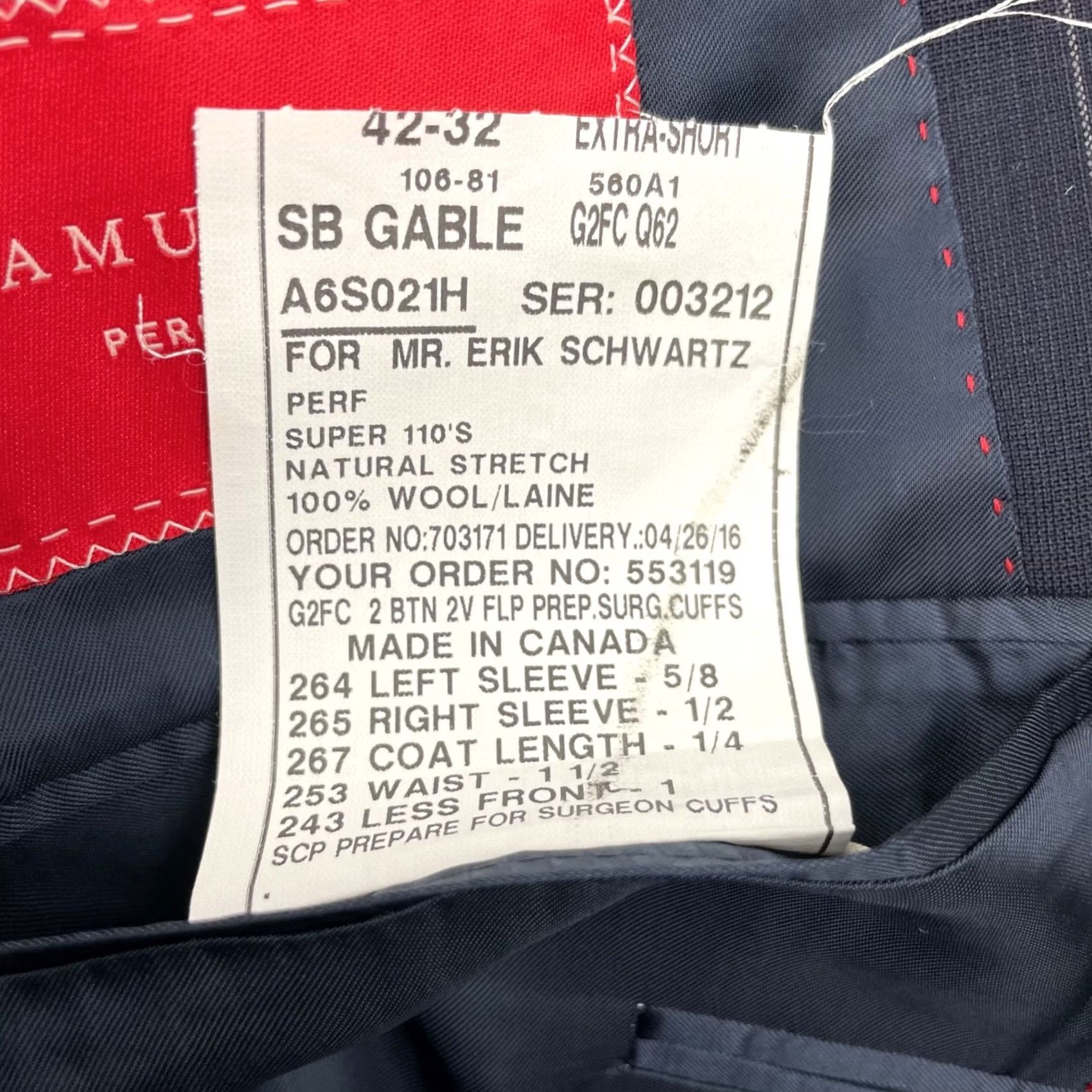 Vintage Samuelsohn Blazer Jacket Navy Blue Stripe 2-Button 42XS Wool Single-Breasted Notch Lapel Mens Regular Short Vintage: No Size 42R - 7 Thumbnail