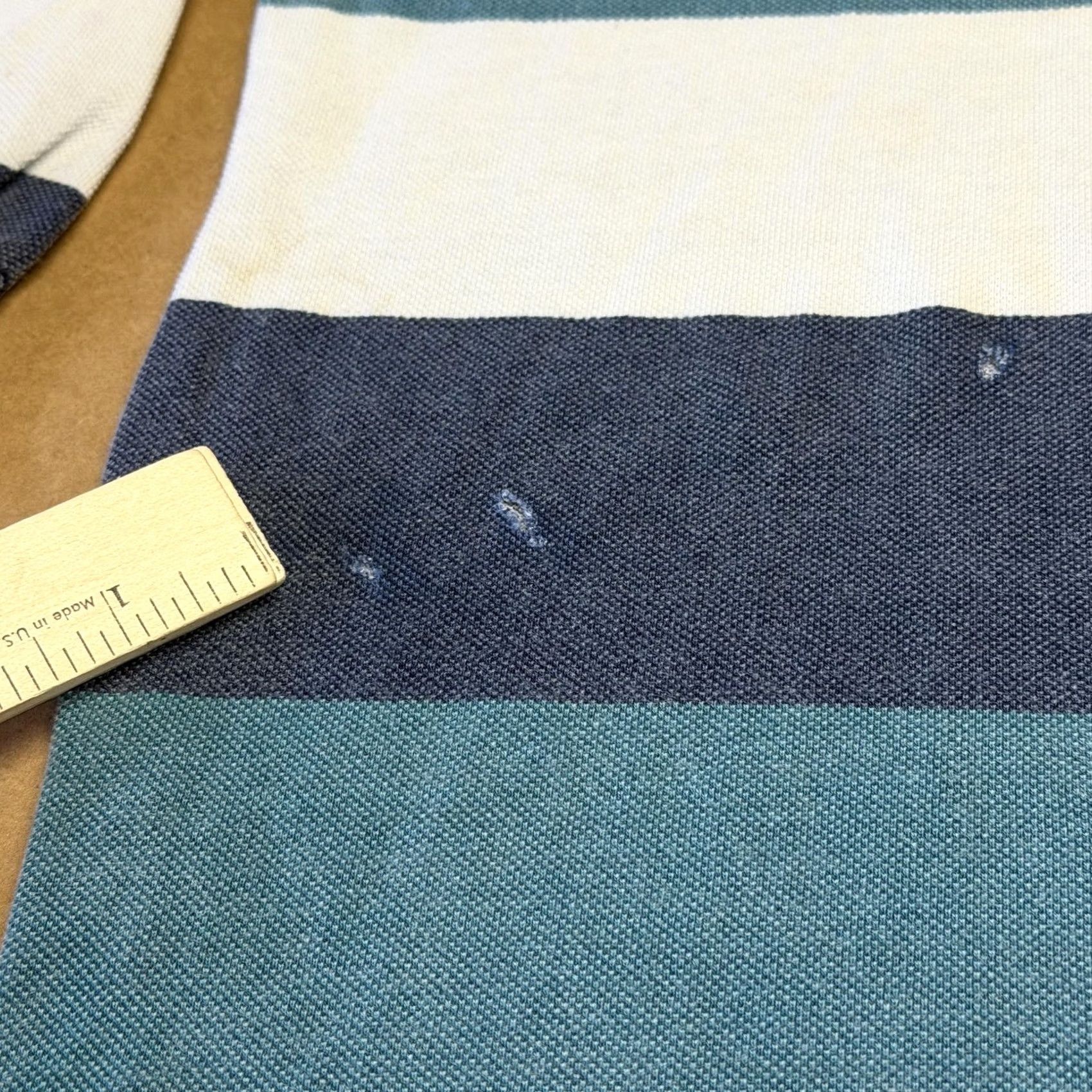 Vintage VINTAGE Nuovo County Seat Polo Shirt Mens L Striped Rugby Cotton Teal Navy 90s Size US L / EU 52-54 / 3 - 4 Thumbnail