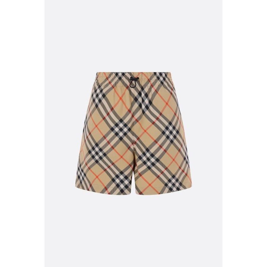 Burberry BURBERRY Beige Check Technical Fabric Shorts New & Authentic Size 28" / US 6 / IT 42 - 1 Thumbnail