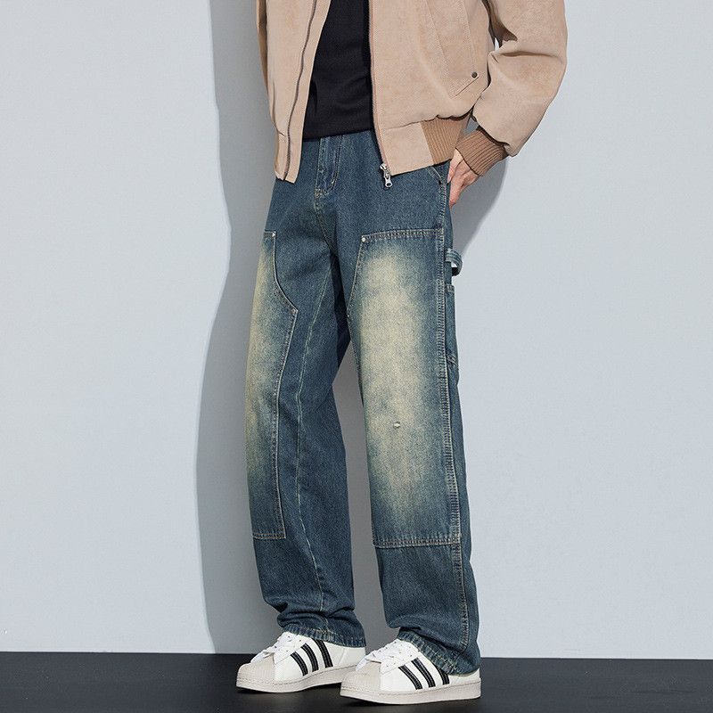 Vintage American retro washed patchwork distressed jeans for men Size US 32 / EU 48 - 2 Thumbnail