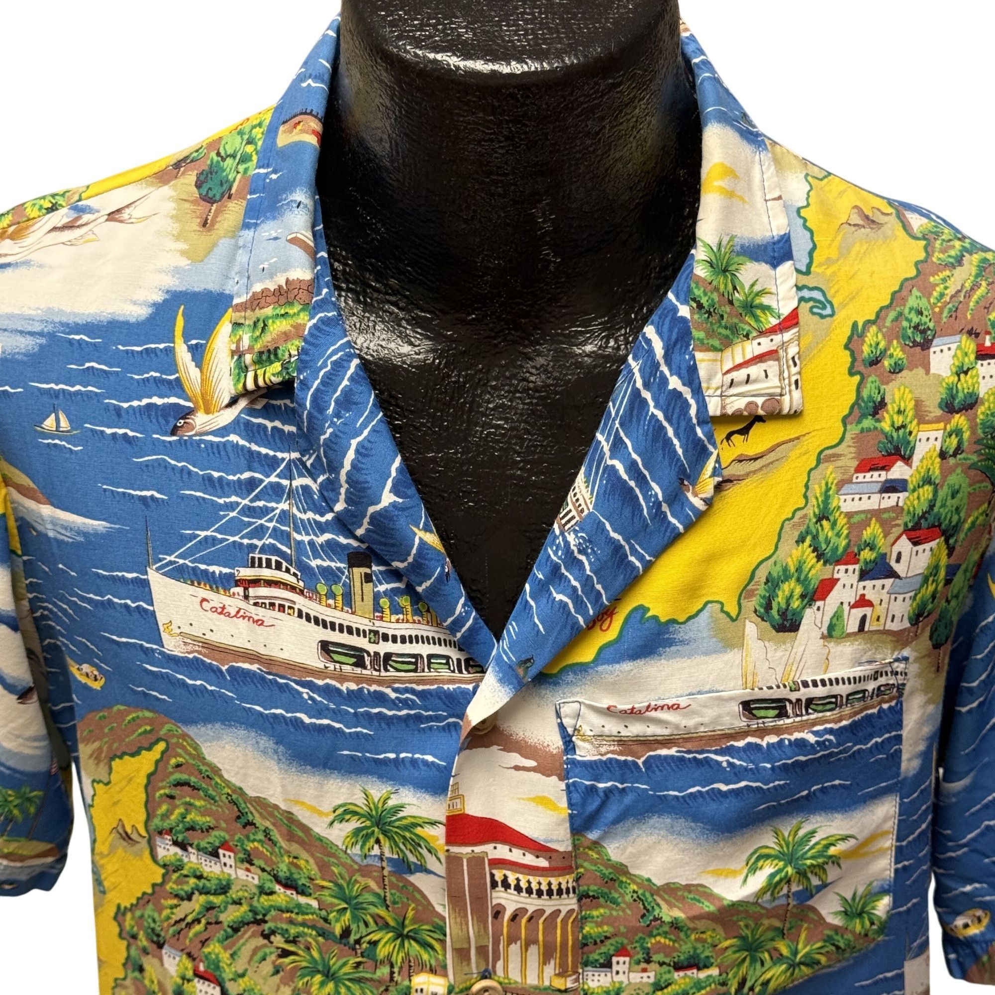 Ocean Pacific Vtg OP Ocean Pacific Blue SANTA CATALINA Hawaiian Shirt Size US M / EU 48-50 / 2 - 2 Thumbnail