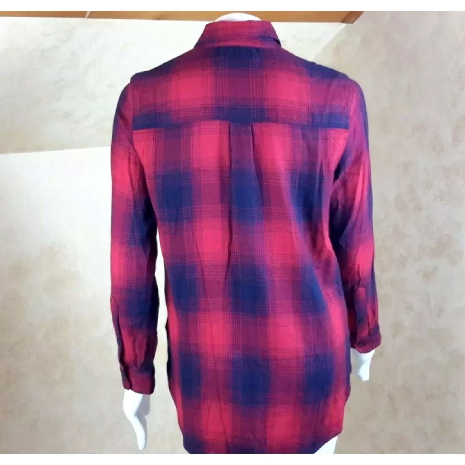 Madewell Madewell Blouse Shirt Womens Medium Red Blue Plaid Flannel Long Sleeve Button Front Columbia? Size M / US 6-8 / IT 42-44 - 3 Thumbnail