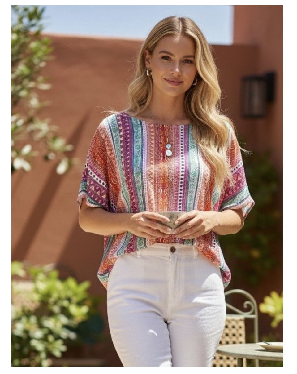Anthropologie Anthropologie Maeve Milla Printed Tribal Top Size Large Size L / US 10 / IT 46 - 2 Thumbnail