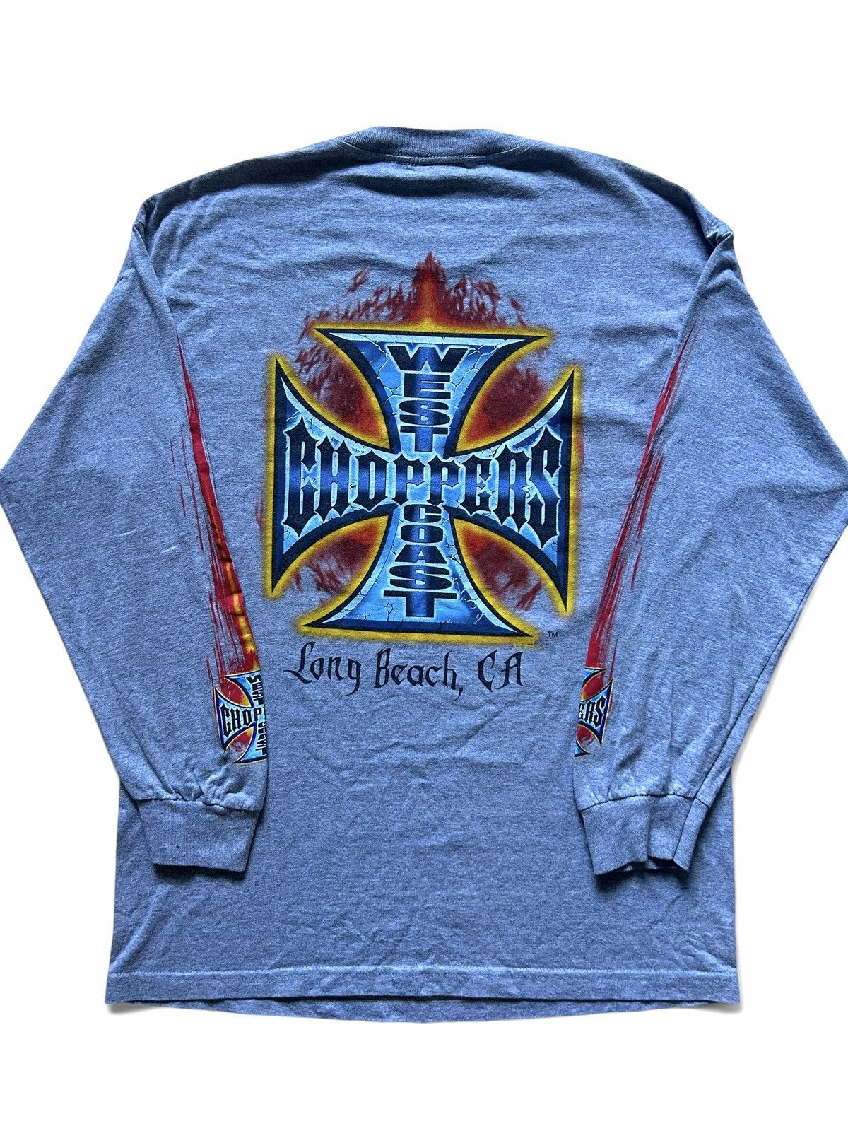 Rare Early 00s West Coast Choppers Grey Flame Long Sleeve