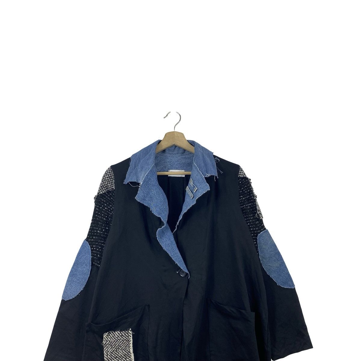 Vintage Vintage PLANET FLORENCE Patchwork Denim Collar Jacket Coat Size S / US 4 / IT 40 - 2 Thumbnail