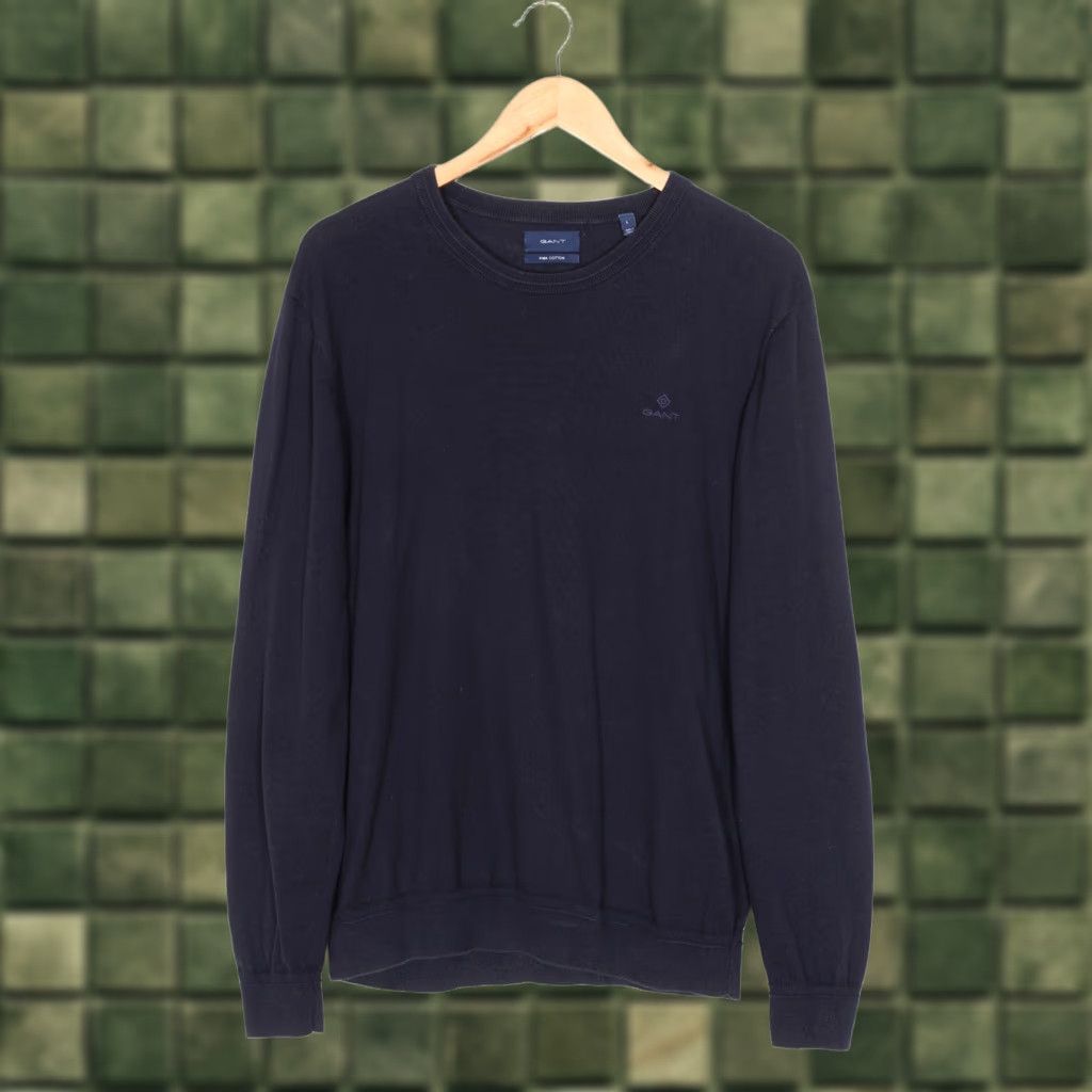 Gant GANT Pima Cotton Crew Neck Classic Jumper Sweater Men L Blue VR1715 Size US L / EU 52-54 / 3 - 1 Thumbnail