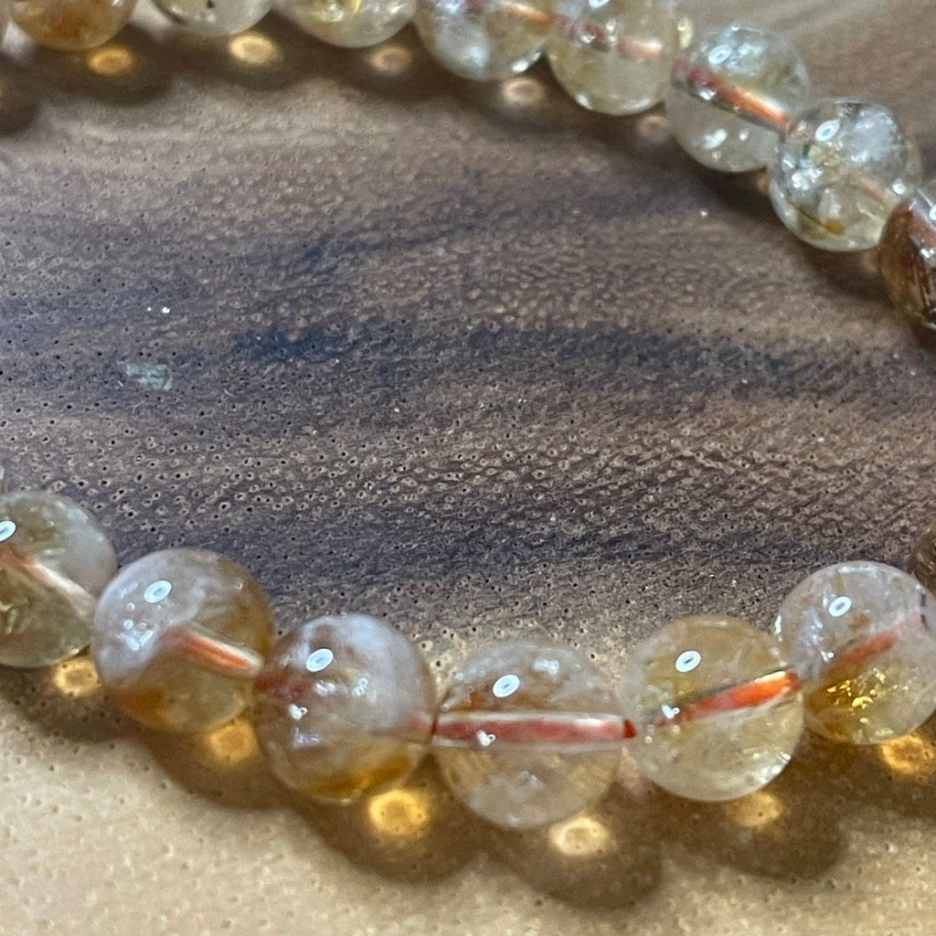 Other Citrine beaded beads stretch bracelet 8mm yellow clear cryst Size ONE SIZE - 4 Thumbnail