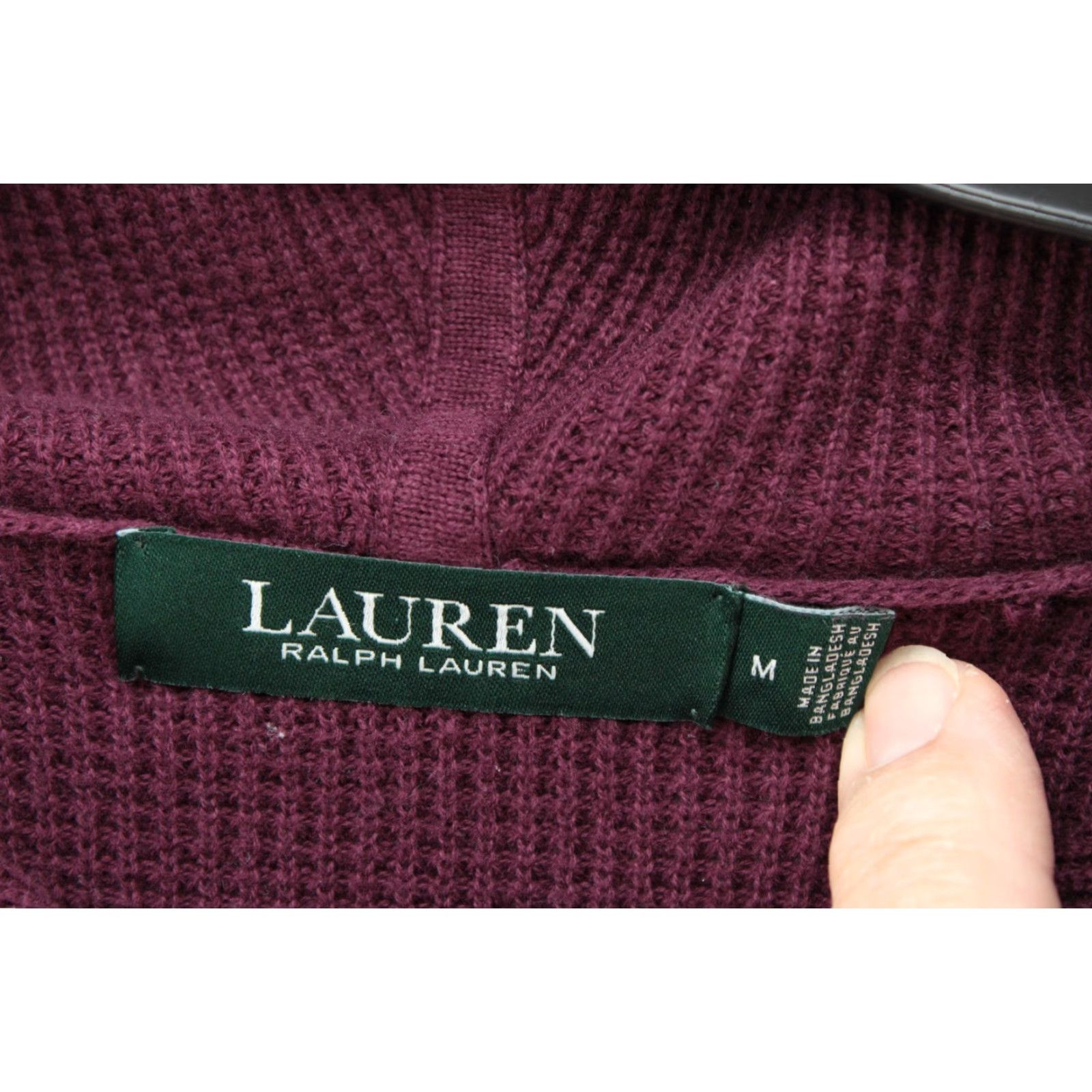 Ralph Lauren Lauren Ralph Lauren Hoodie Women's Waffle Knit Medium Burgandy Drawstring Hood Size M / US 6-8 / IT 42-44 - 3 Thumbnail