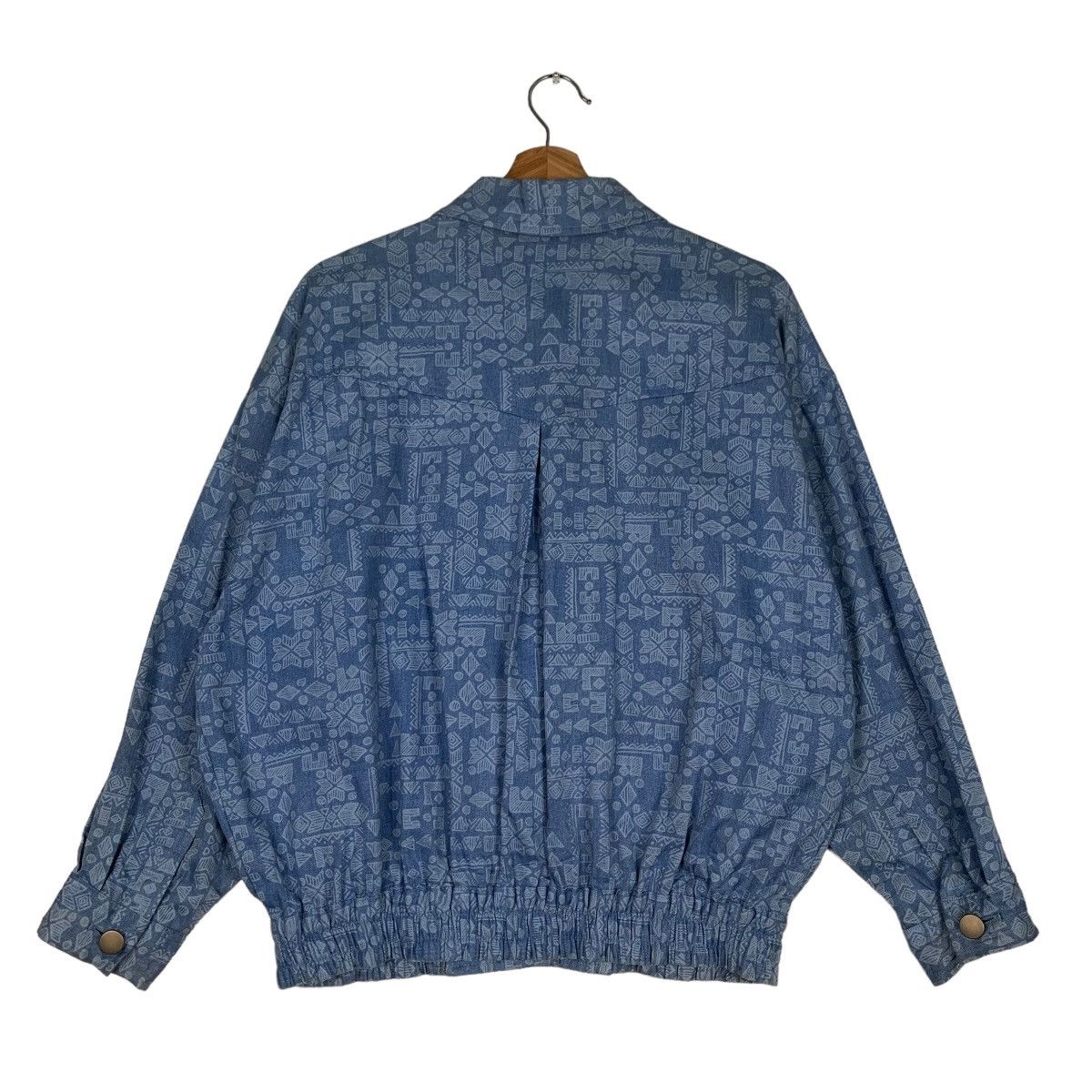 Japanese Brand WATER BACK Motif Design Blue Bomber Jacket #0889-C40 Size M / US 6-8 / IT 42-44 - 15 Thumbnail