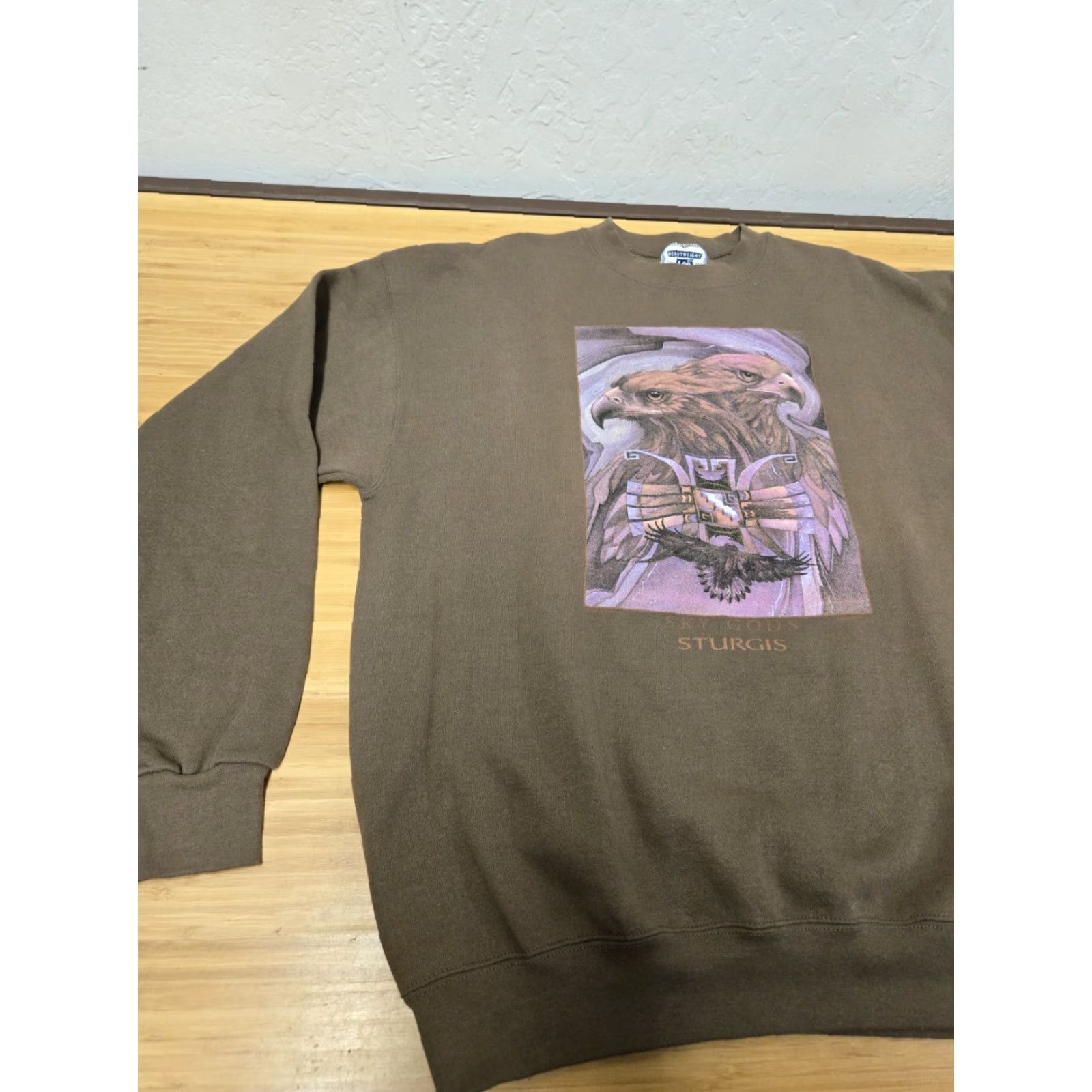 Vintage VINTAGE Lee Sweatshirt Mens XL Brown Biker Eagle Graphic 90s Sturgis Bike Week Pullover Size US XL / EU 56 / 4 - 3 Thumbnail