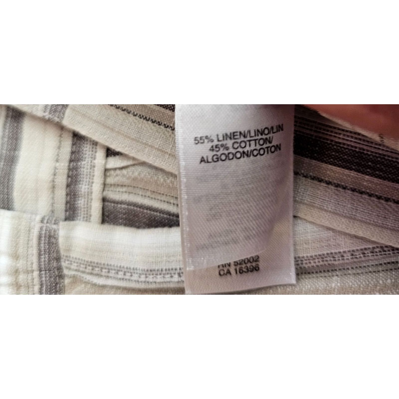 Vintage CONCEPTS BY CLAIBORNE Shirt XL Beige Striped Long Sleeve Button-Up Cotton Linen Size US XL / EU 56 / 4 - 4 Thumbnail