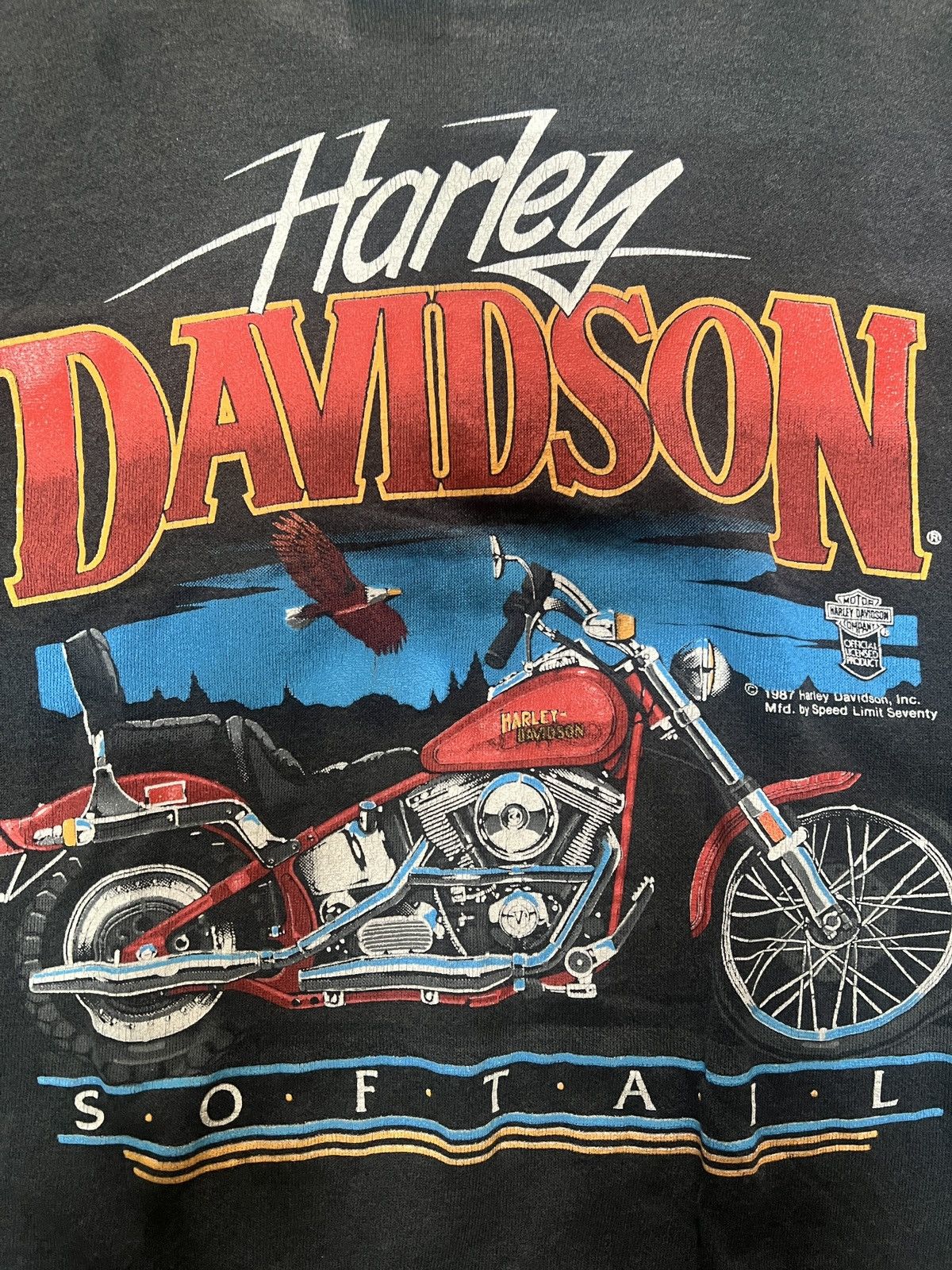 Harley Davidson *RARE* Vintage 80s Harley Davidson SofTail Biker Sweatshirt Size US XL / EU 56 / 4 - 2 Thumbnail