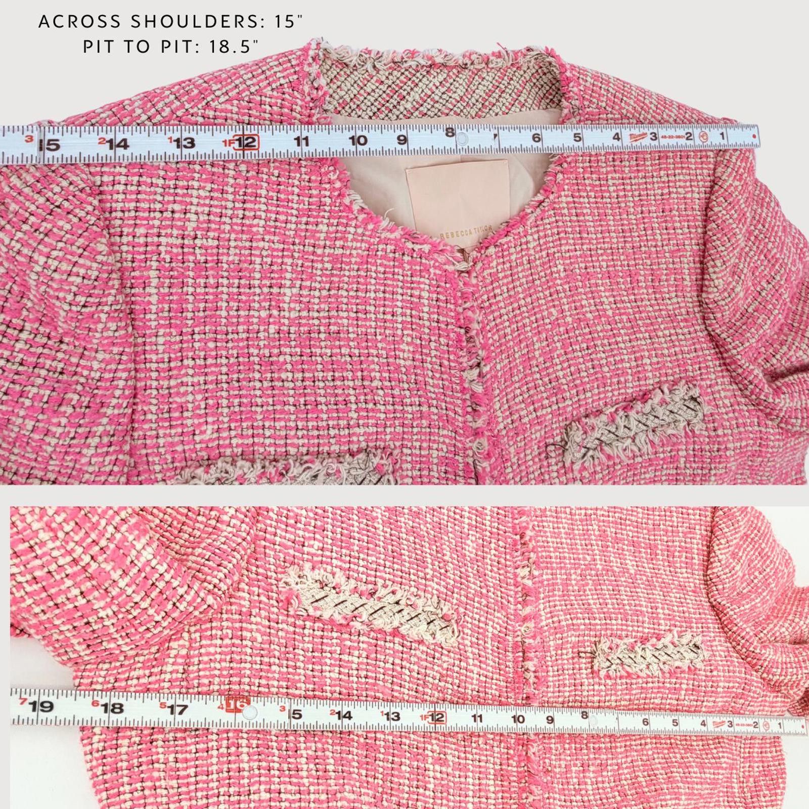Other Rebecca Taylor Pink Bouclé Tweed Jacket Frayed Trim Blazer 4 Size S / US 4 / IT 40 - 9 Thumbnail