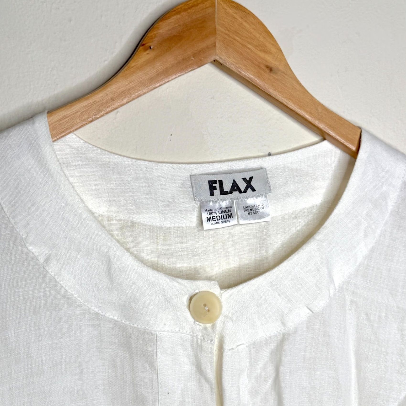 FLAX FLAX Linen Blouse White Oversized Pockets 100% Linen Womens Medium Shirt Bohemian Casual Summer Spring Fall Size M / US 6-8 / IT 42-44 - 4 Thumbnail
