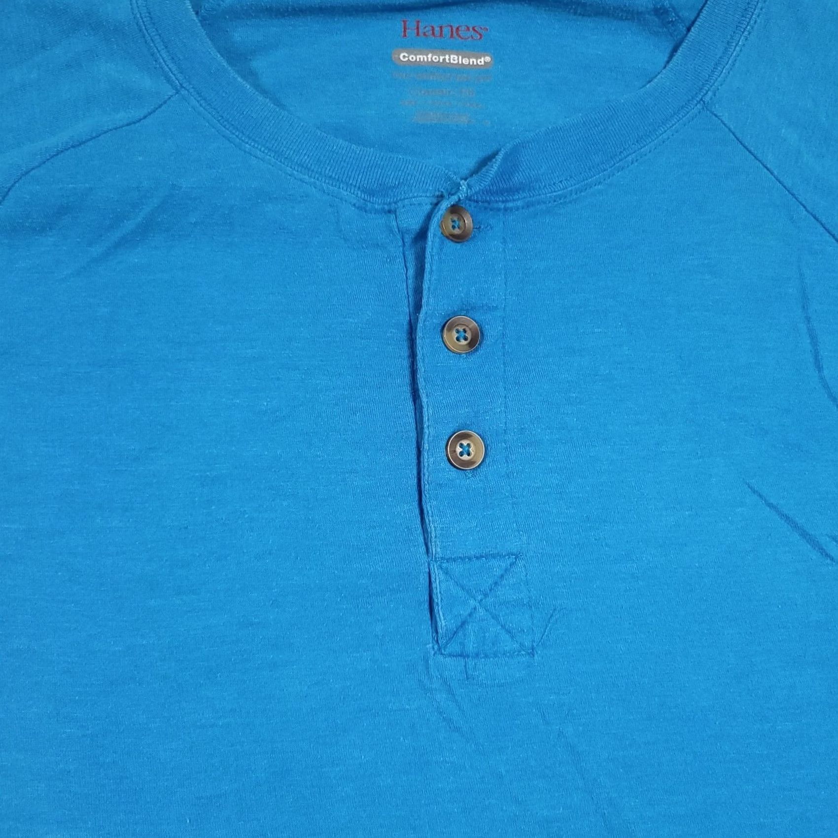 Hanes Hanes Shirt Mens 2XL Blue Short Sleeve Henley Comfort Stretch Grunge Work Skater Shirt Men Regular Short Sleeve Henley Blue 2XL Hanes Mens Shirt Size US XXL / EU 58 / 5 - 4 Thumbnail