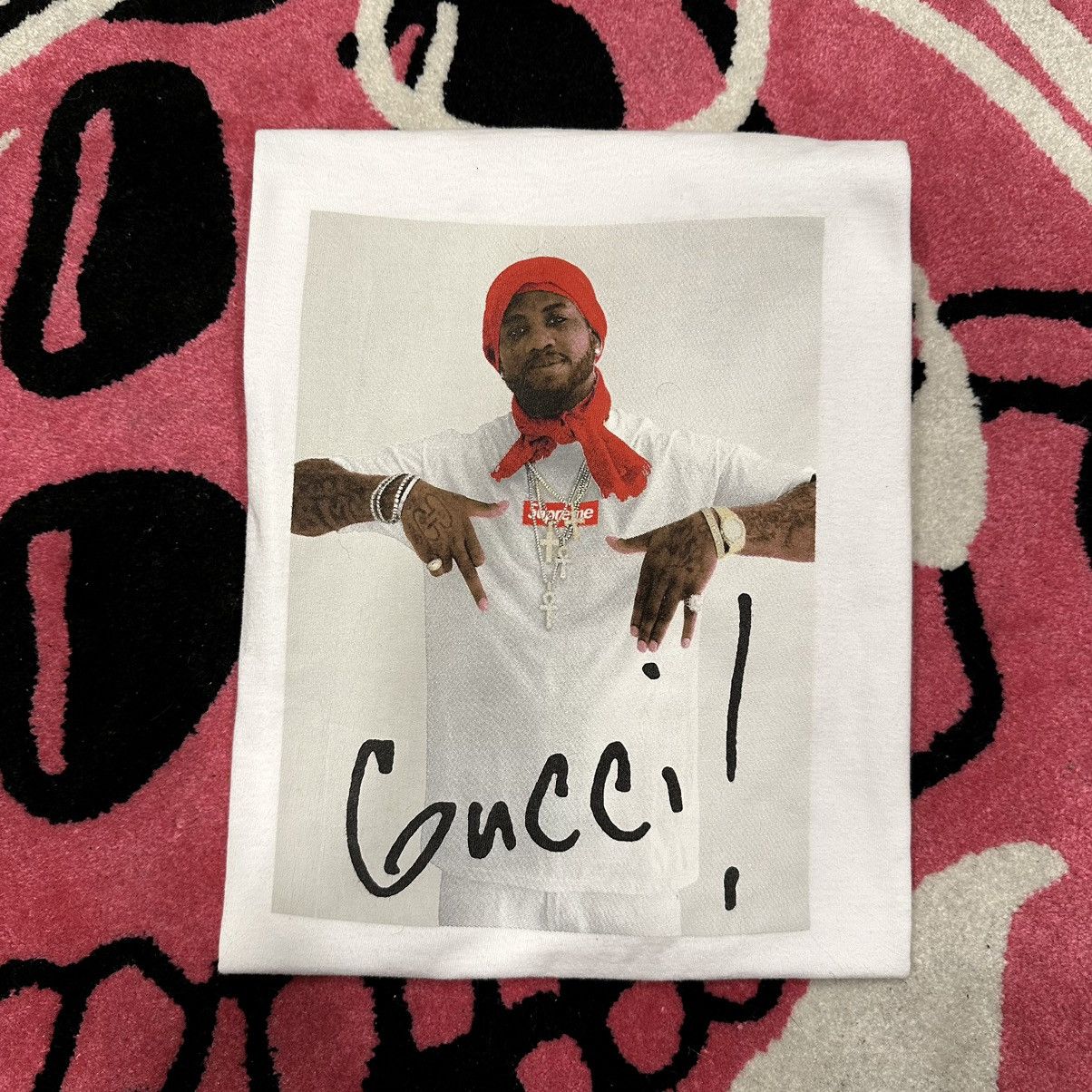 image of Supreme Gucci Mane Tee 2017 in White, Men's (Size Large)