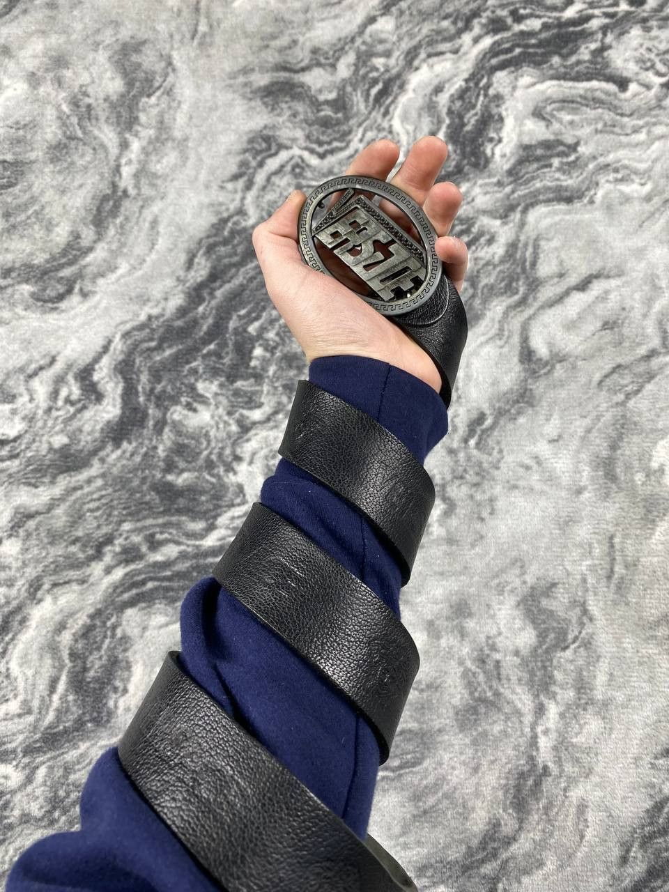 Versace Versace Big Logo Leather Belt Men Black Size ONE SIZE - 1 Thumbnail