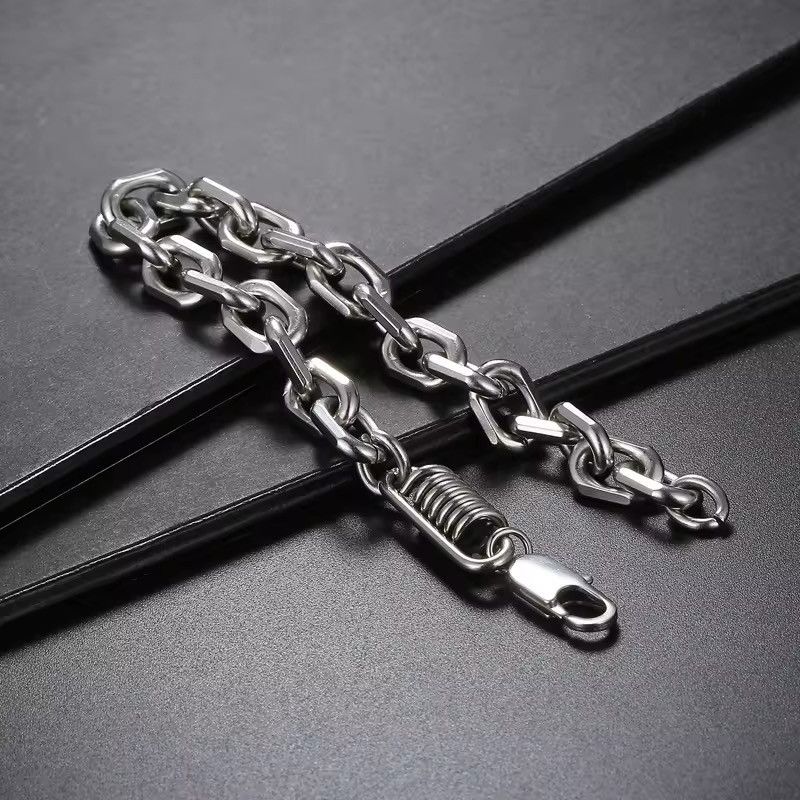 Vintage Silver Square Combination Chain Homme Bracelet Size ONE SIZE - 3 Thumbnail
